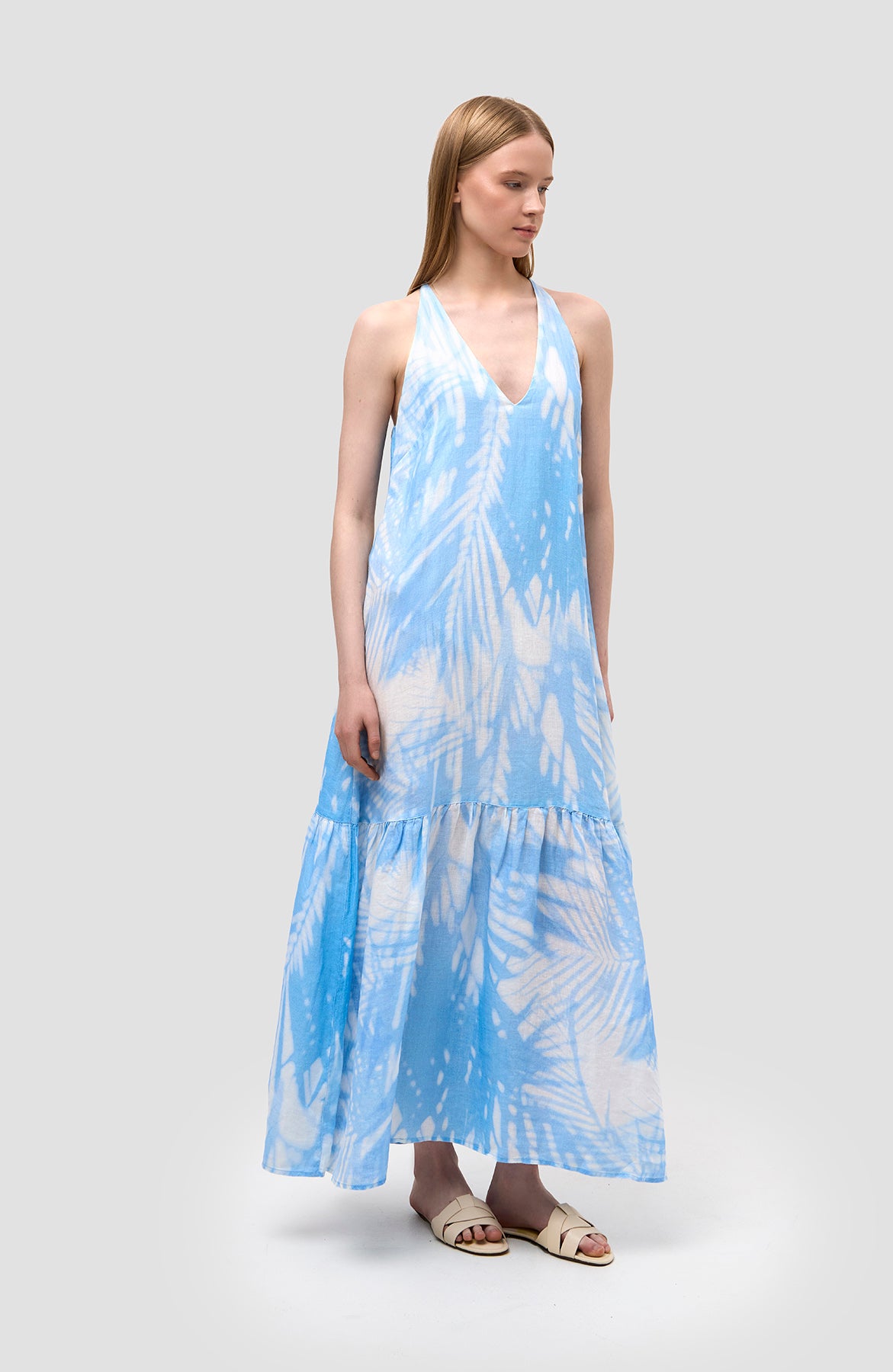 Printed halterneck maxi dress