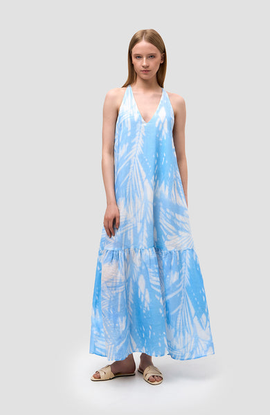 Printed halterneck maxi dress