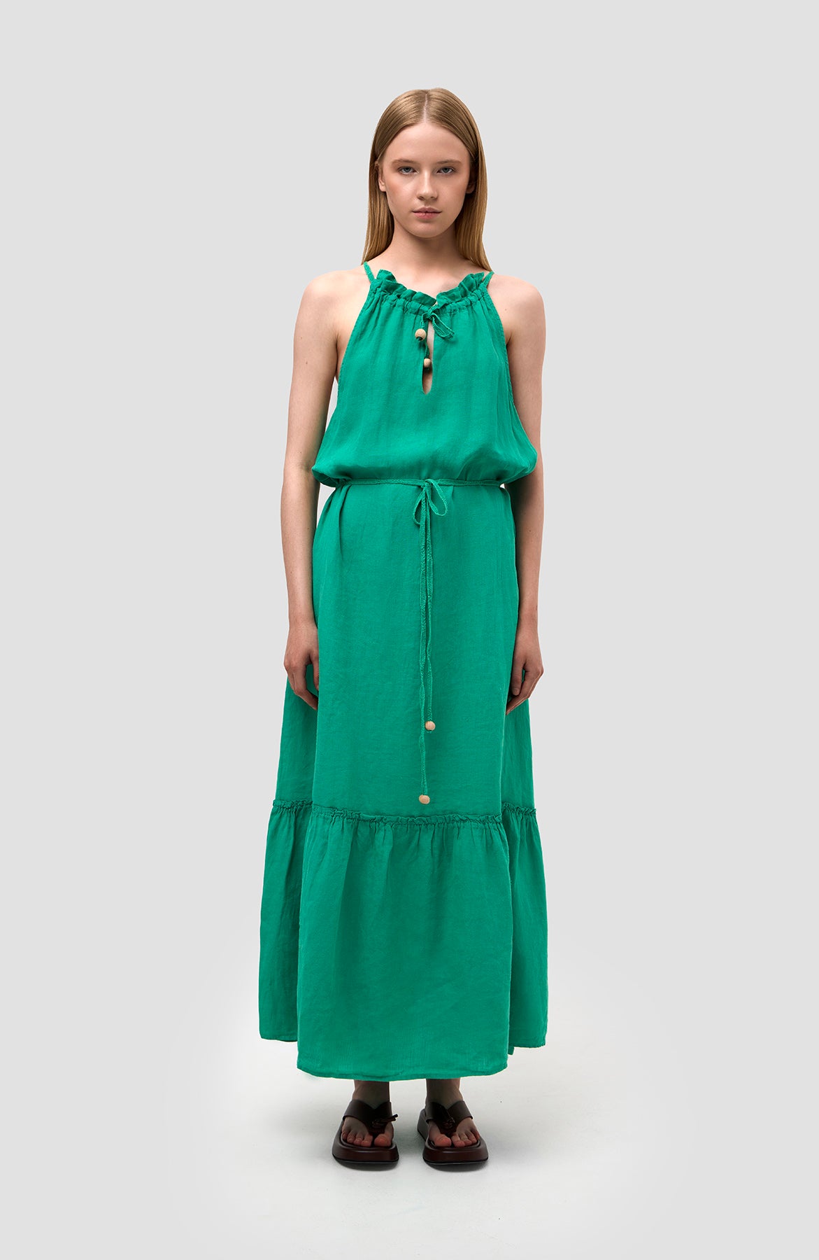 120% lino Green Linane maksikleit põllkaelusega image 3