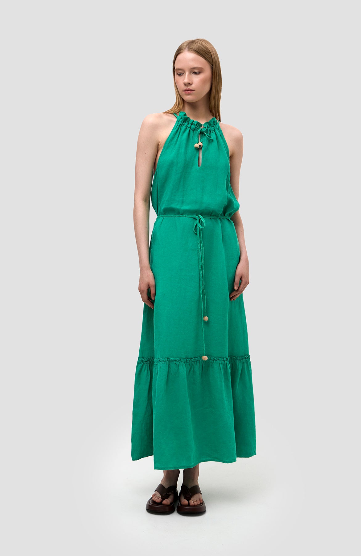 120% lino Green Linane maksikleit põllkaelusega image 8
