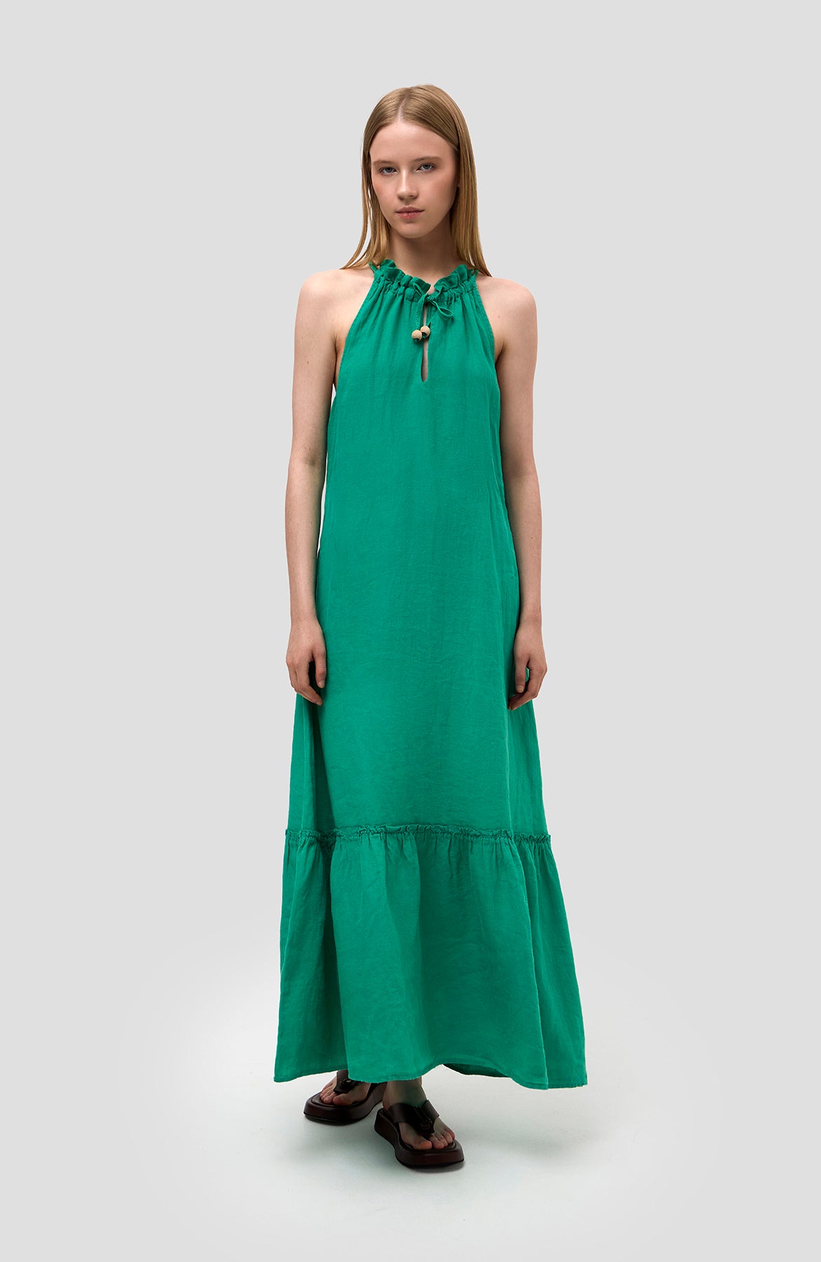 120% lino Green Linane maksikleit põllkaelusega image 9