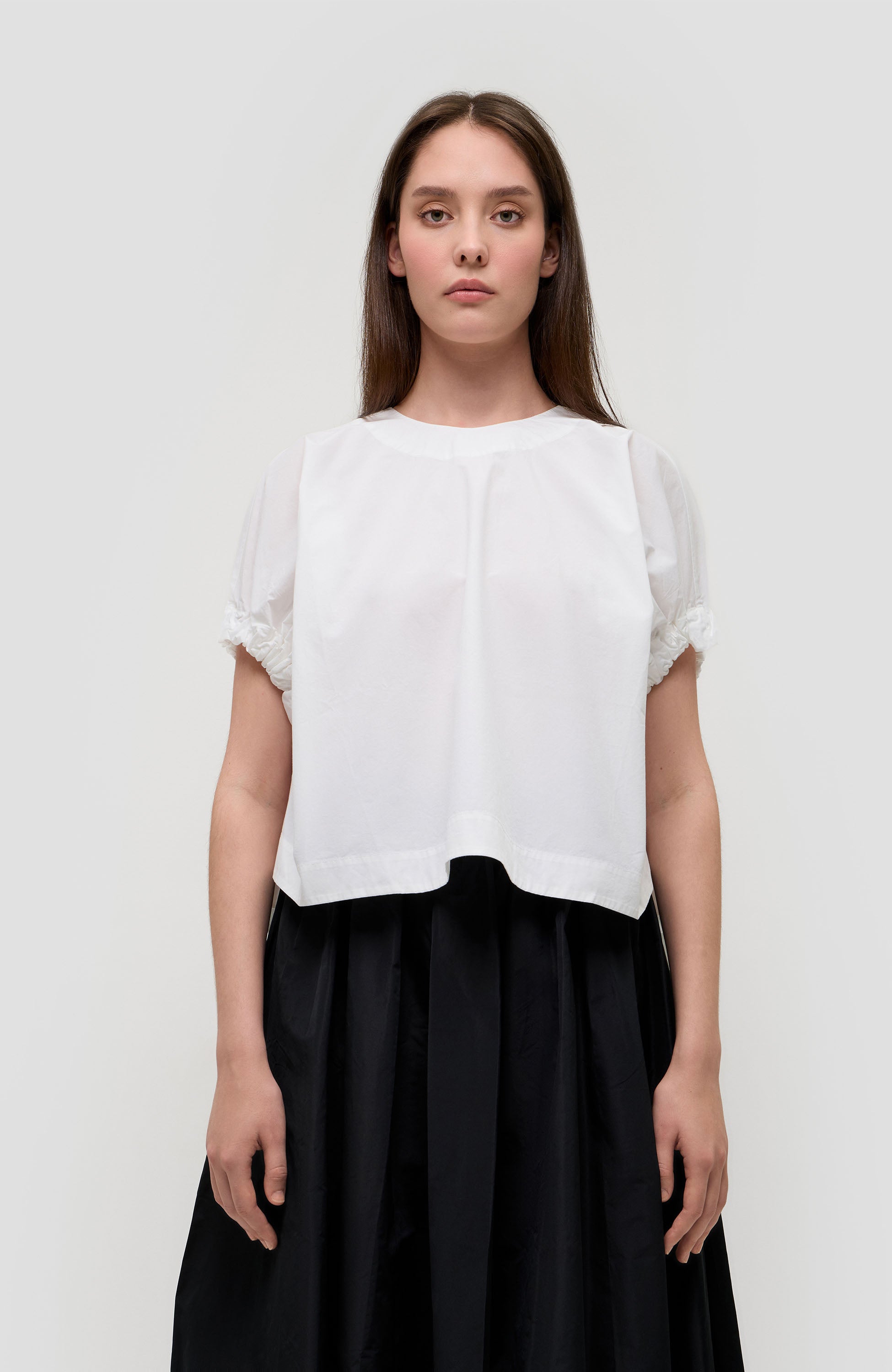 Rouched cotton blouse