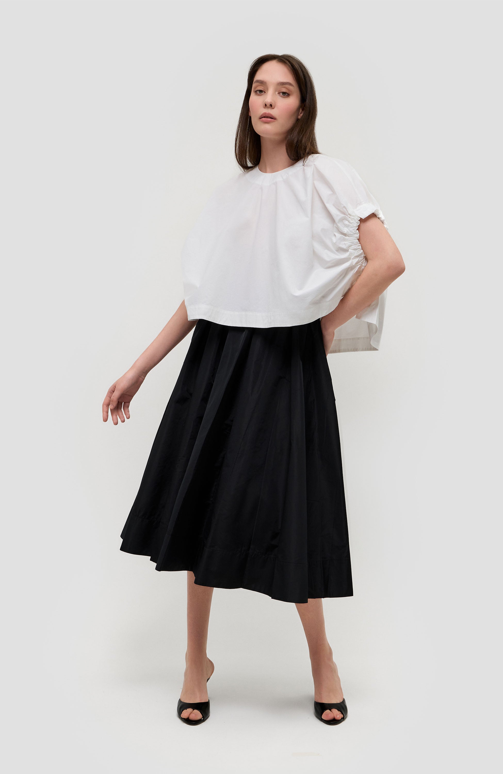 Rouched cotton blouse