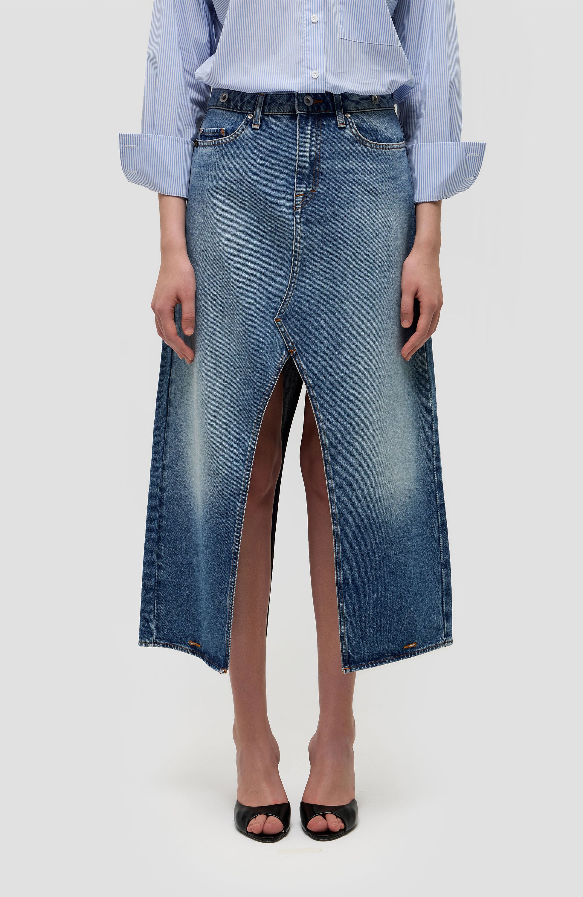 Tiger of sweden Blue Front-slit denim skirt tillis image 3
