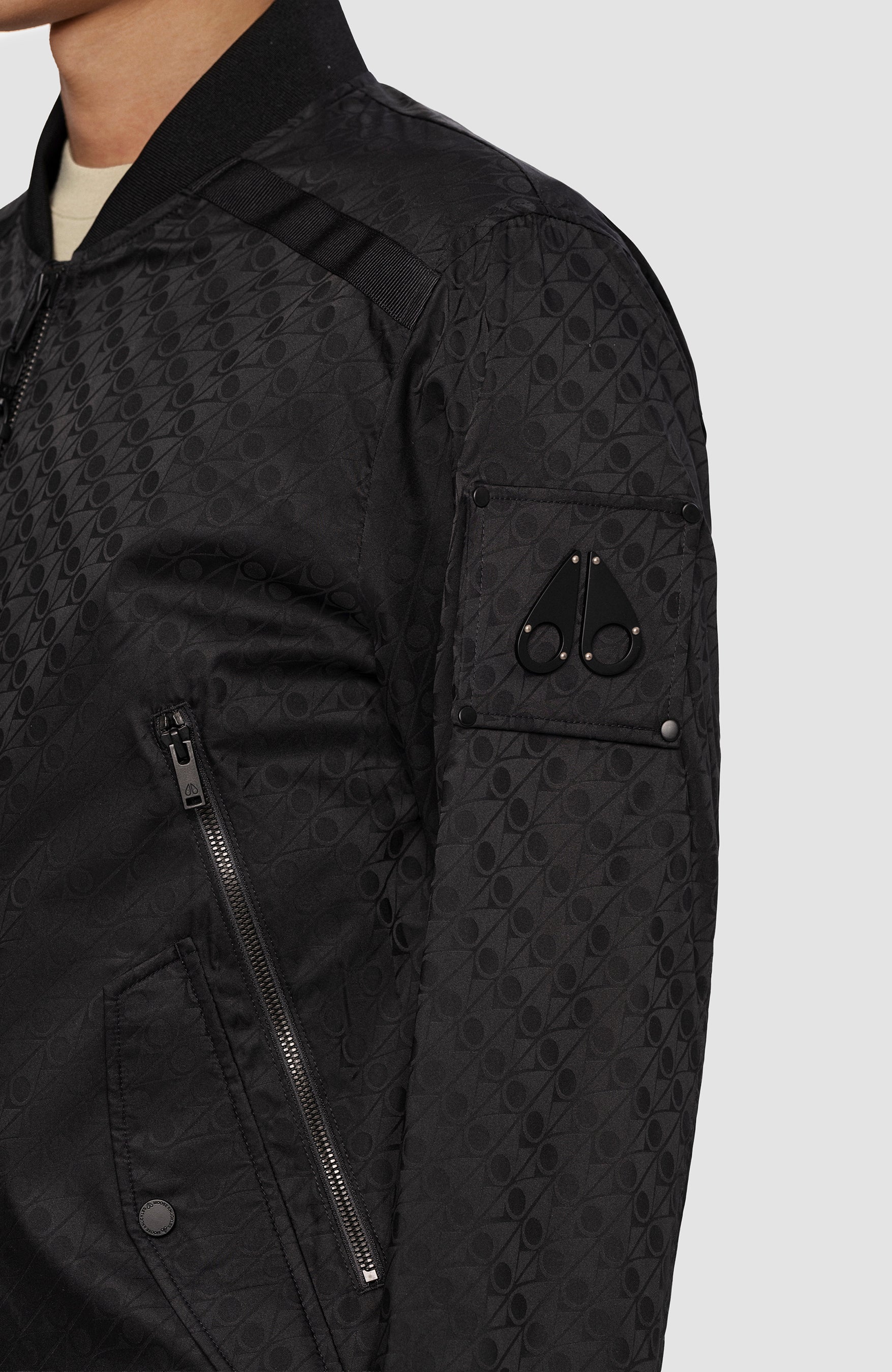 Moose knuckles Black Logo-pattern bomber jacket courville image 8