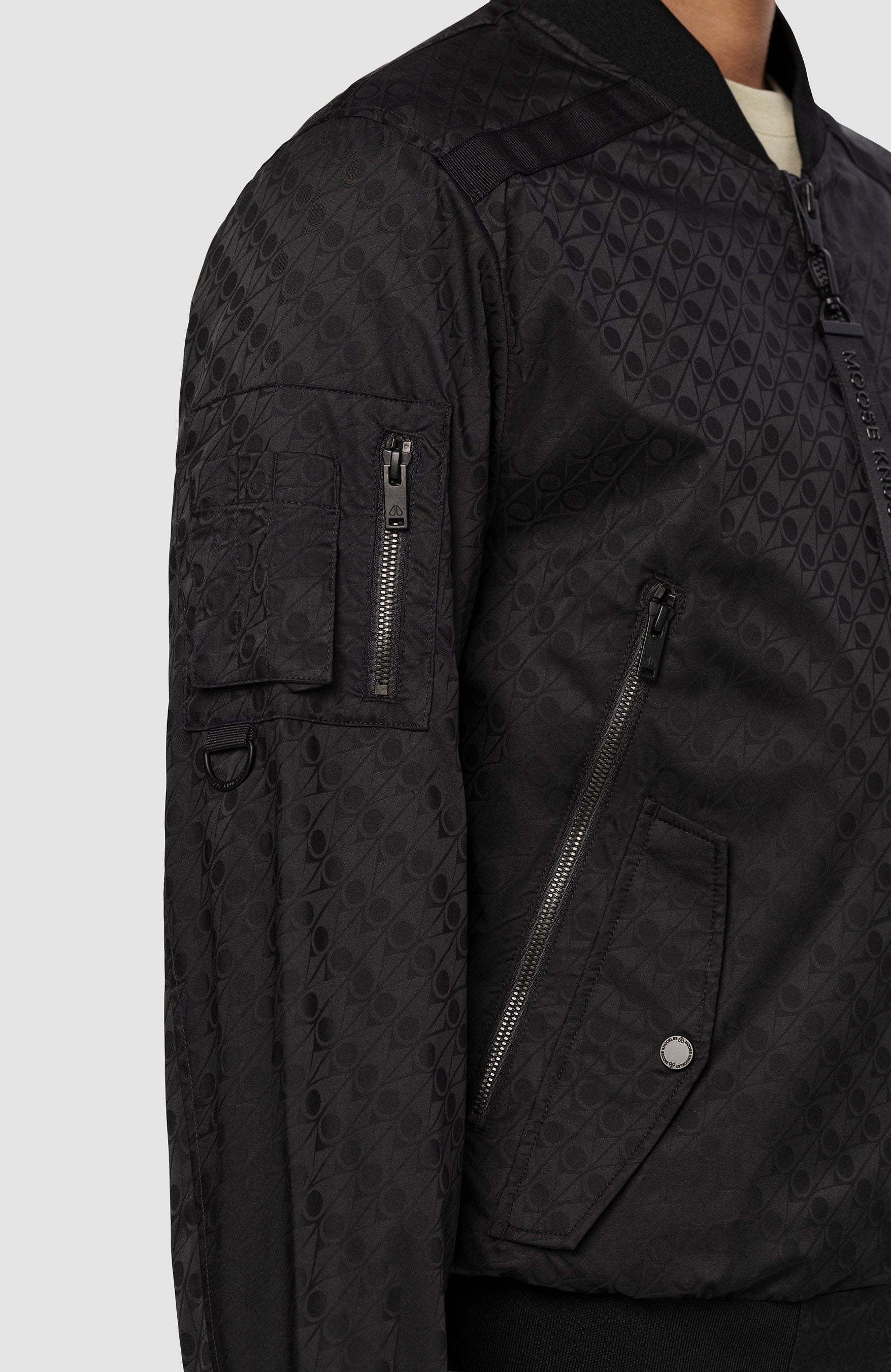 Moose knuckles Black Logo-pattern bomber jacket courville image 9