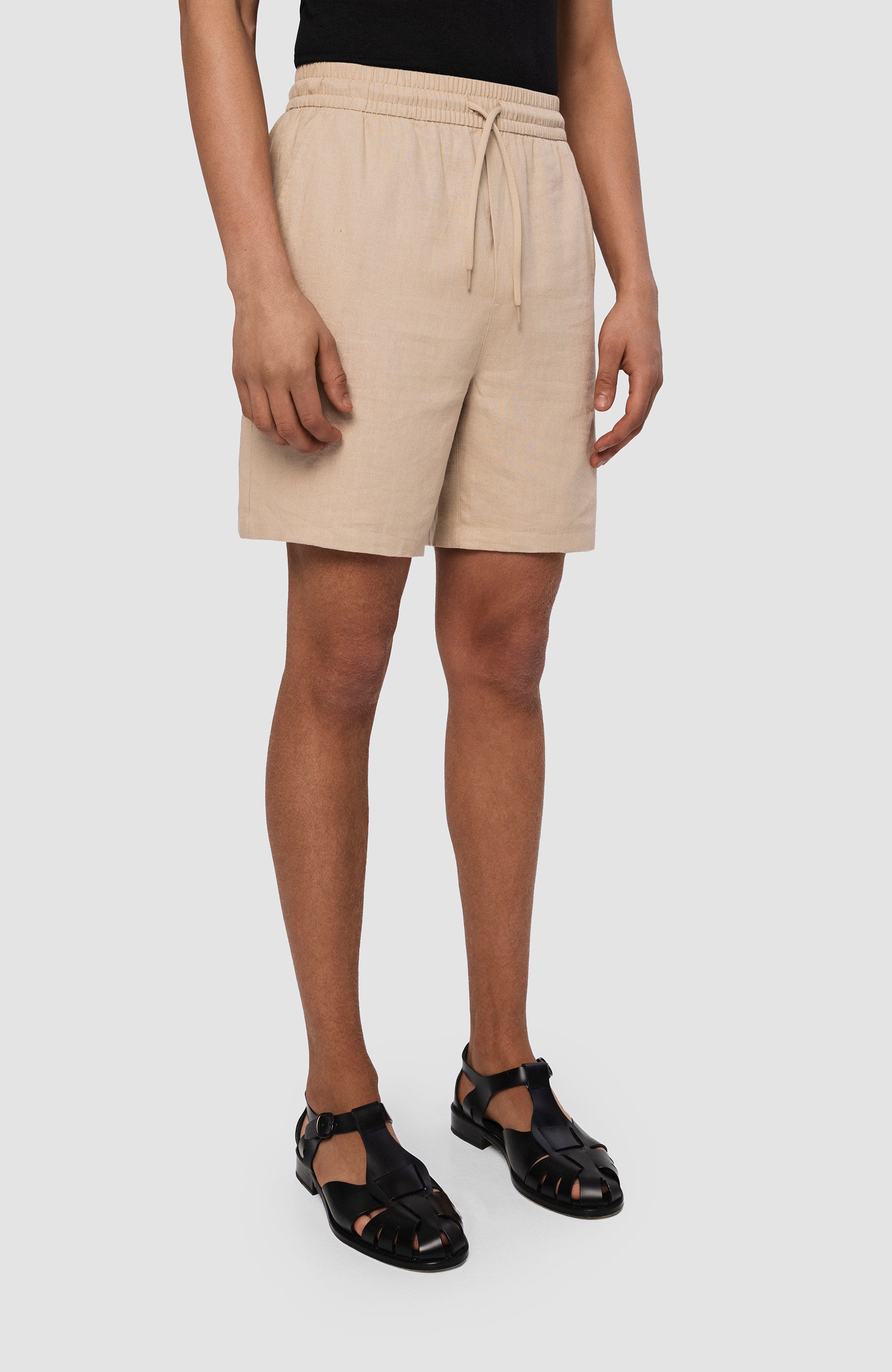 Les deux Neutral Drawstring linen shorts otto image 3