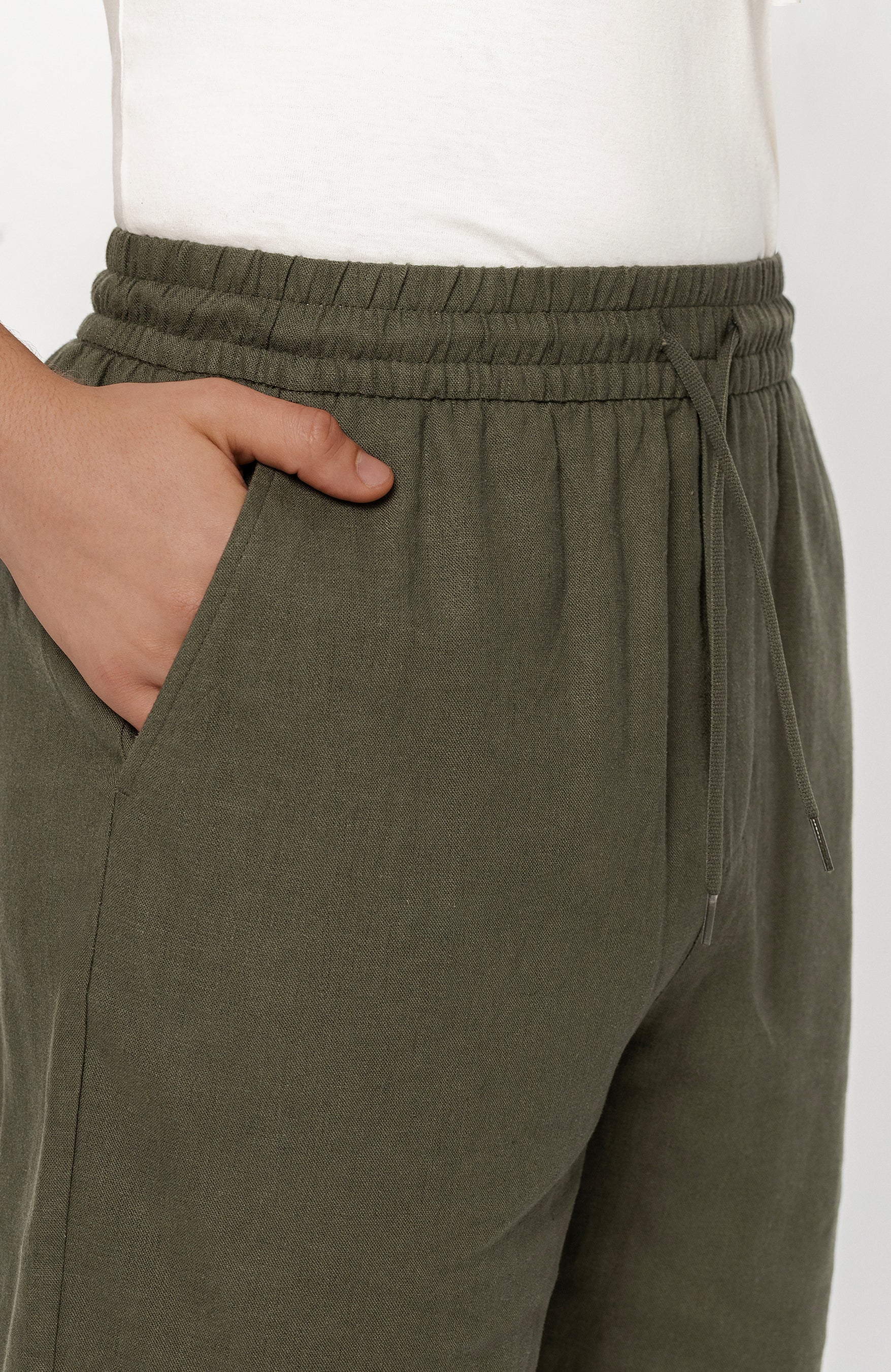 Les deux Green Drawstring linen shorts otto image 6