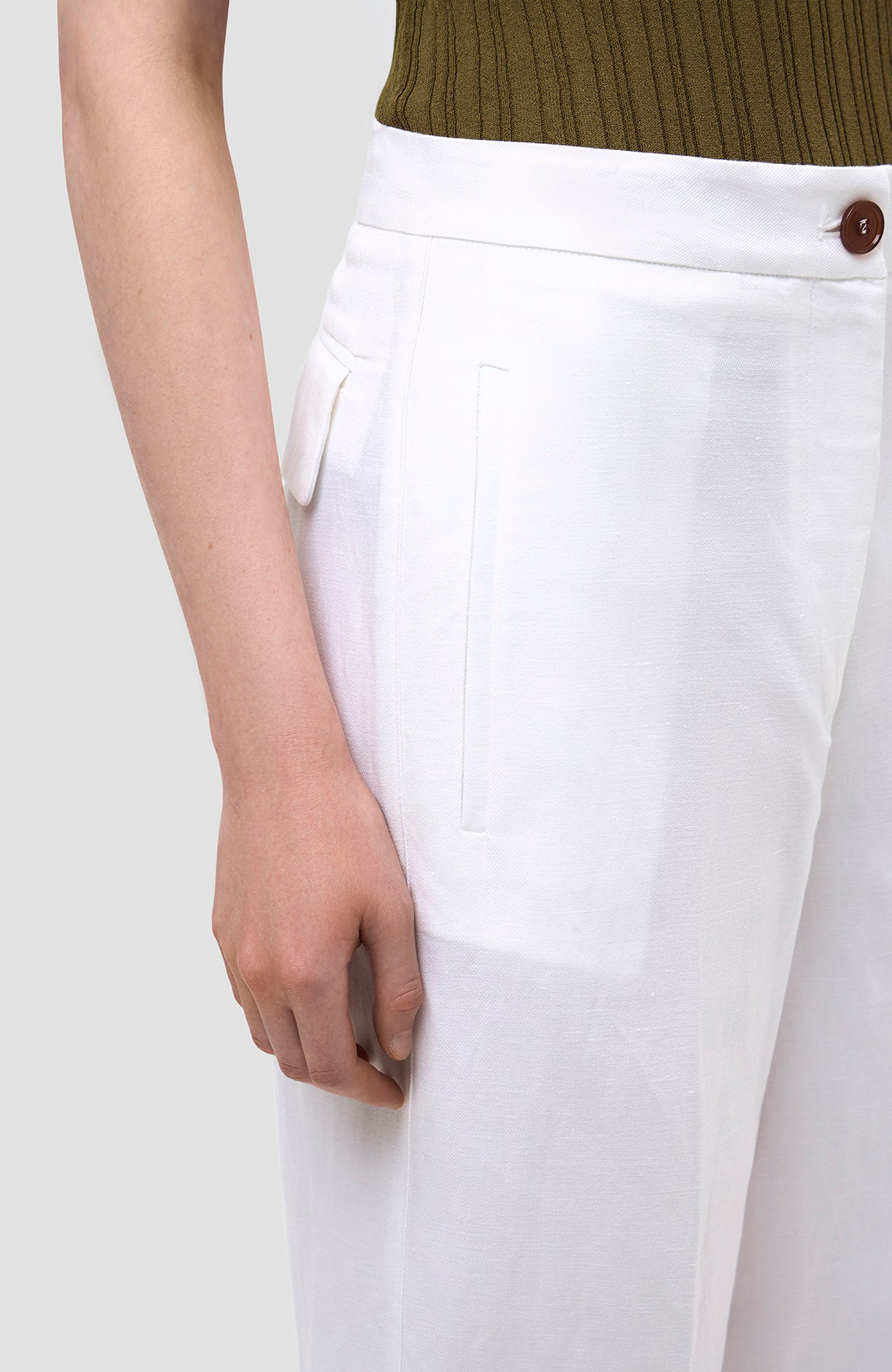 Erika cavallini White Straight-leg linen trousers image 6