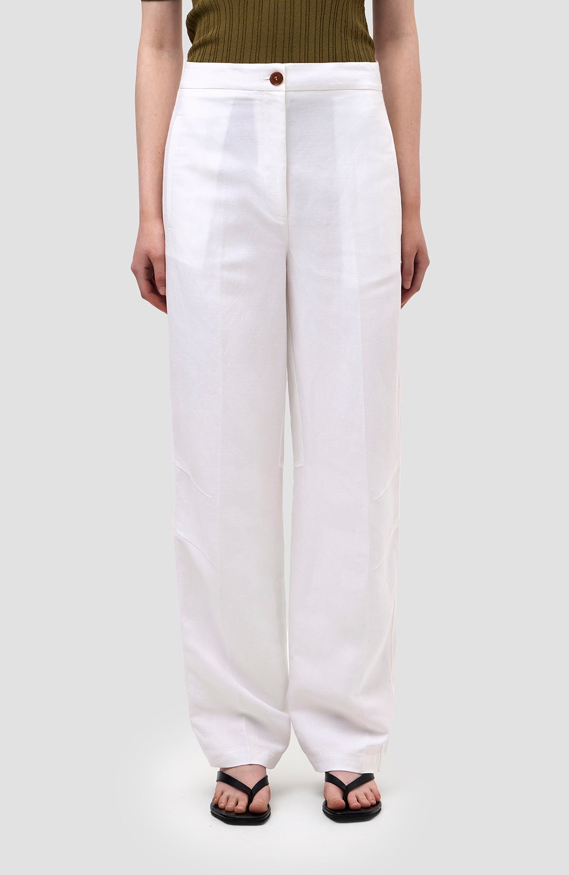 Erika cavallini White Straight-leg linen trousers image 3