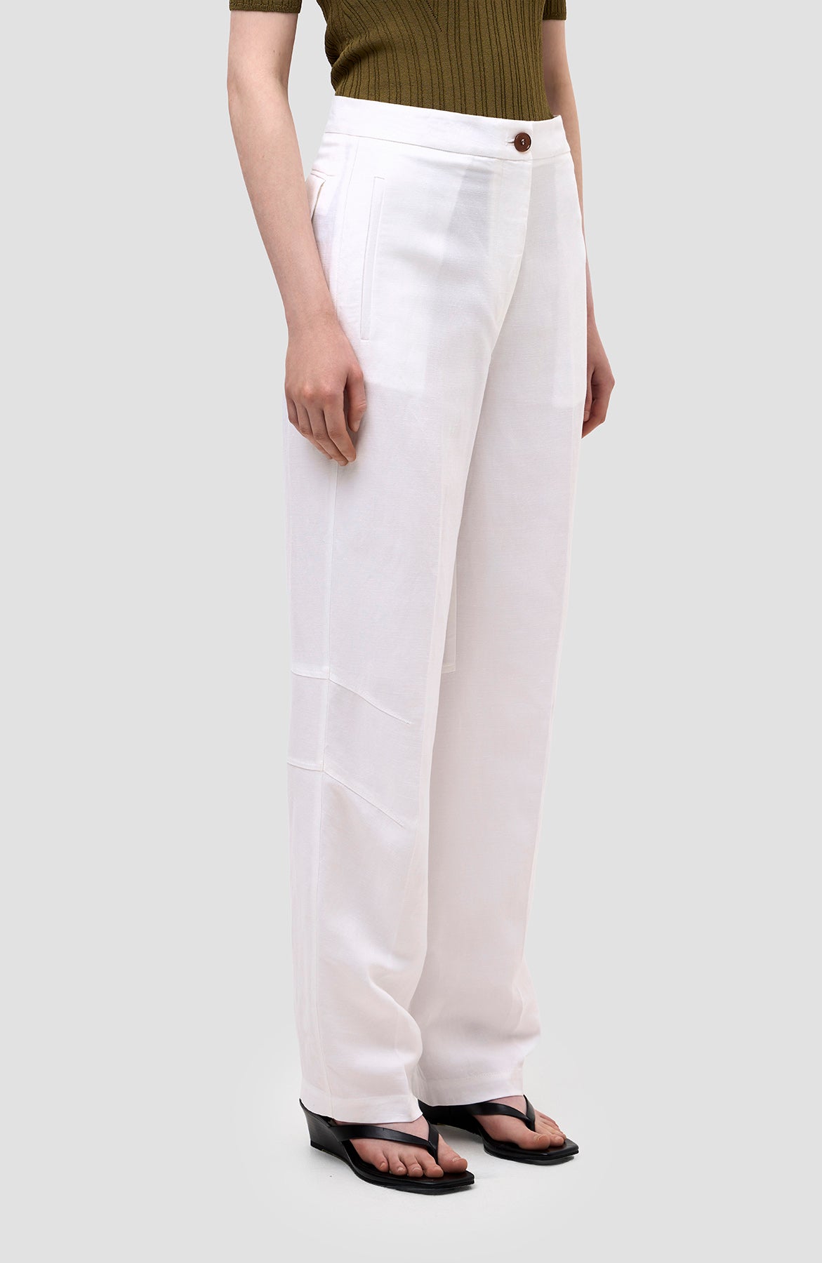 Erika cavallini White Straight-leg linen trousers image 4