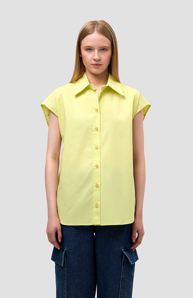 Poplin sleeveless shirt