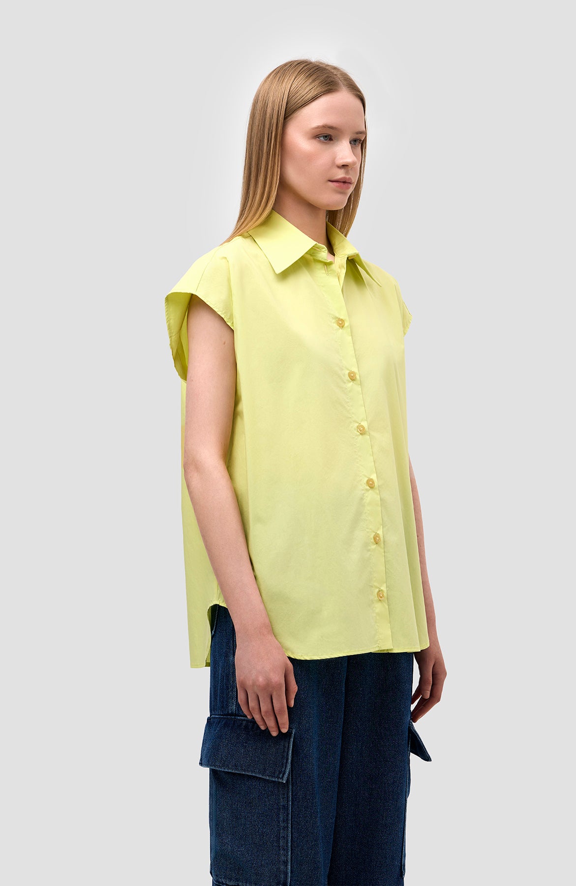 Erika cavallini Yellow Poplin sleeveless shirt image 3