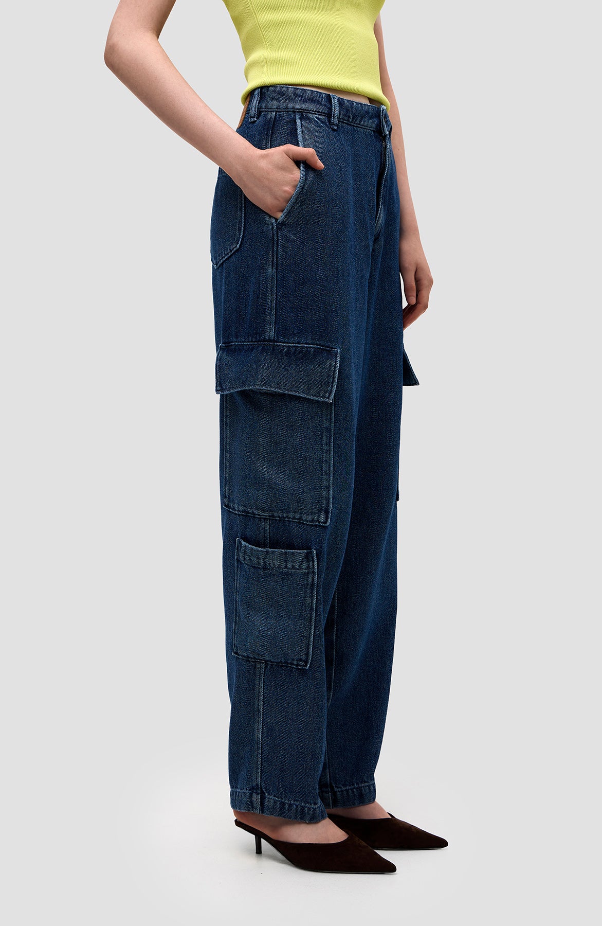Erika cavallini Blue Teksast cargo püksid image 4