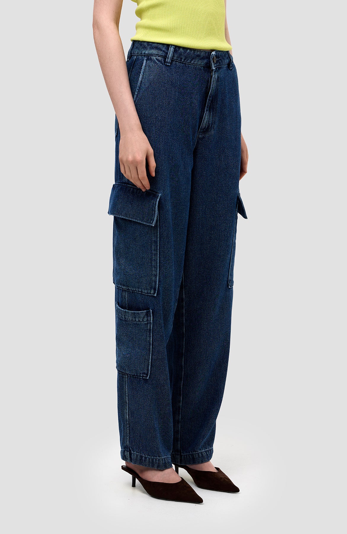 Denim cargo trousers