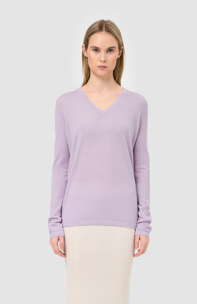 Fine-knit V-neck top JANE