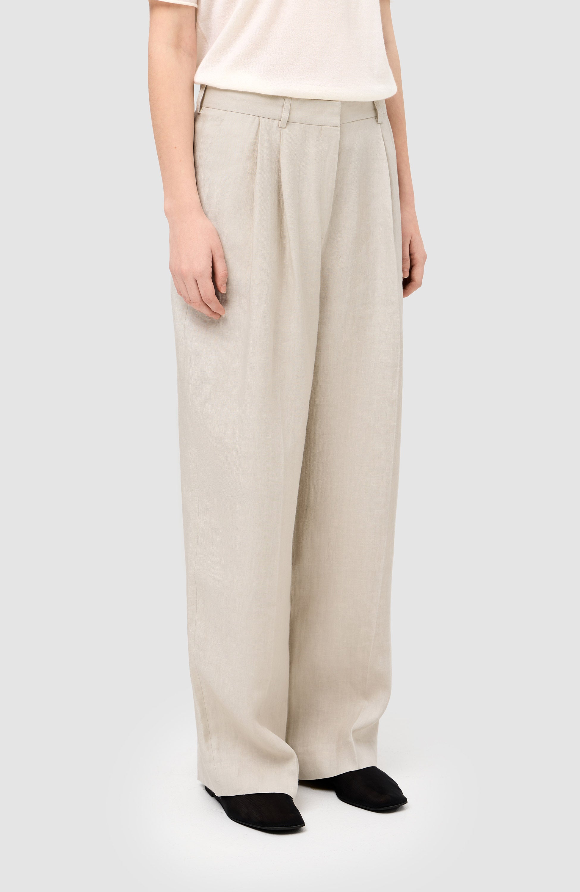 House of dagmar Neutral Linen wide suit trousers image 3