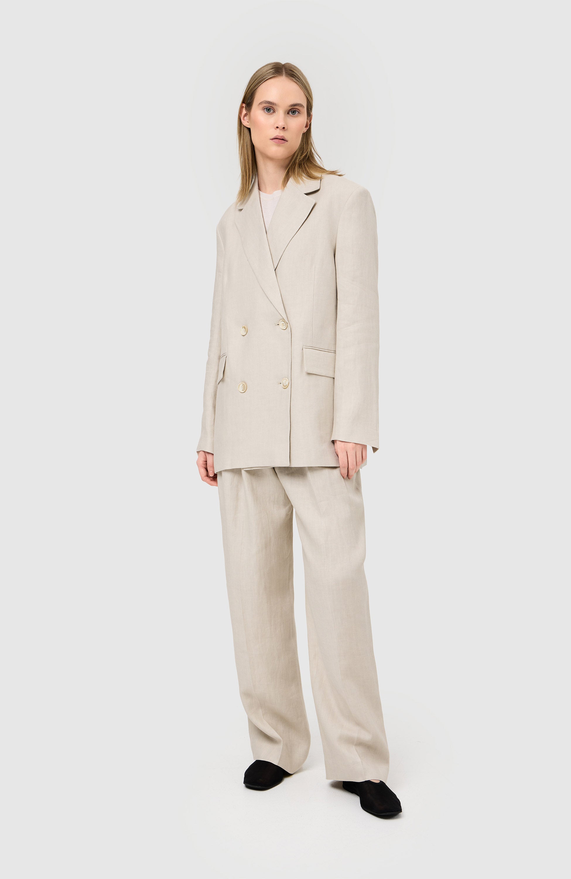 Linen wide suit trousers