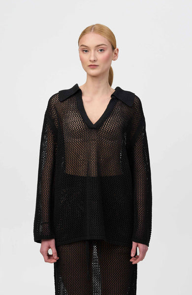 Crochet poloneck top