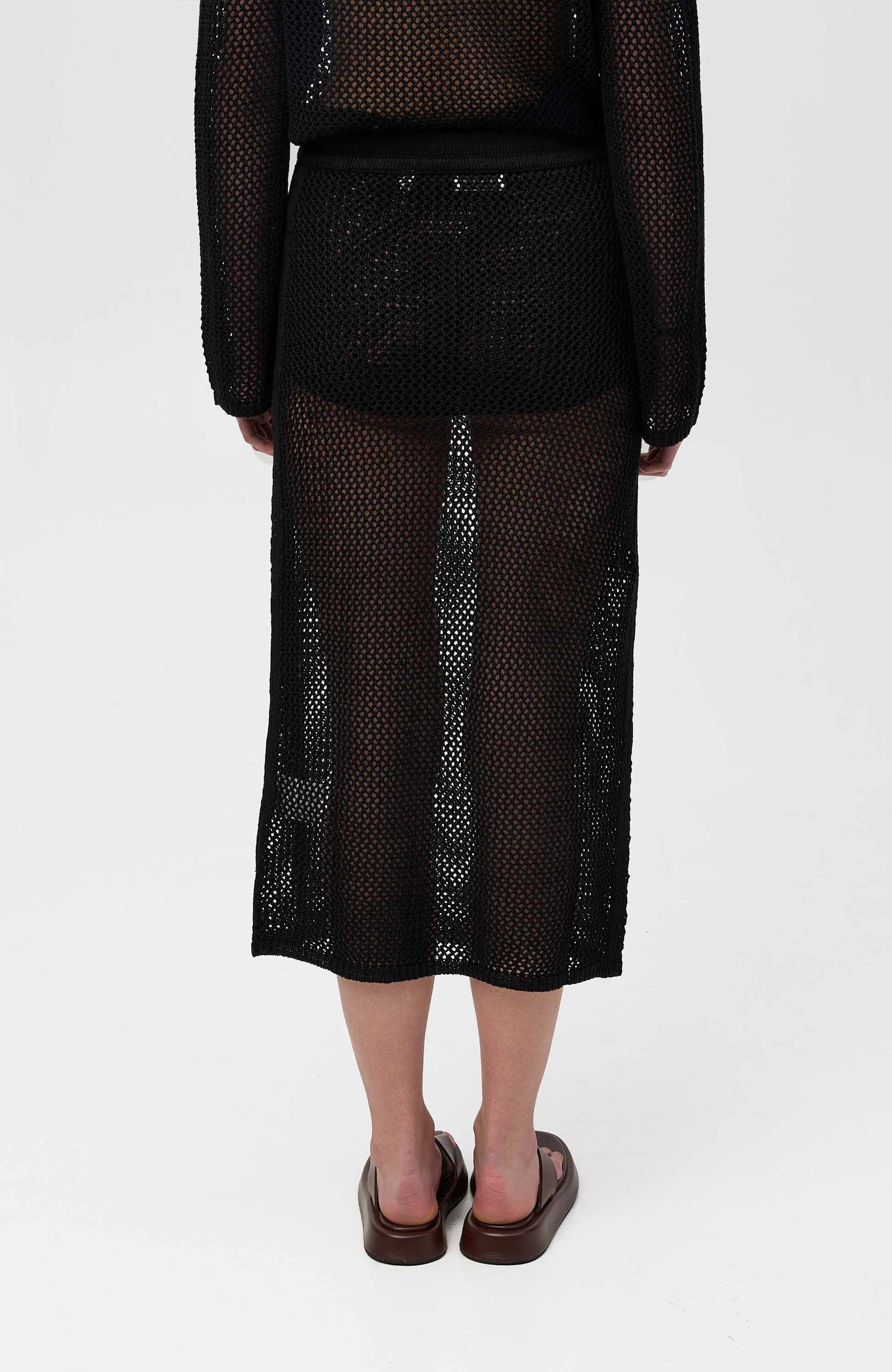House of dagmar Black Crochet drawstring skirt image 4