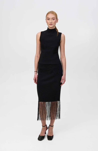 Fringe midi skirt