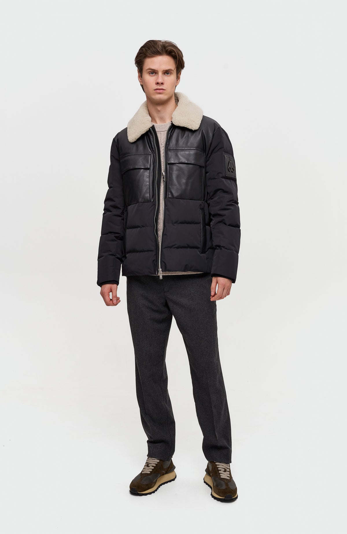 Men's Beige Hooded Puffer Jacket main image 0