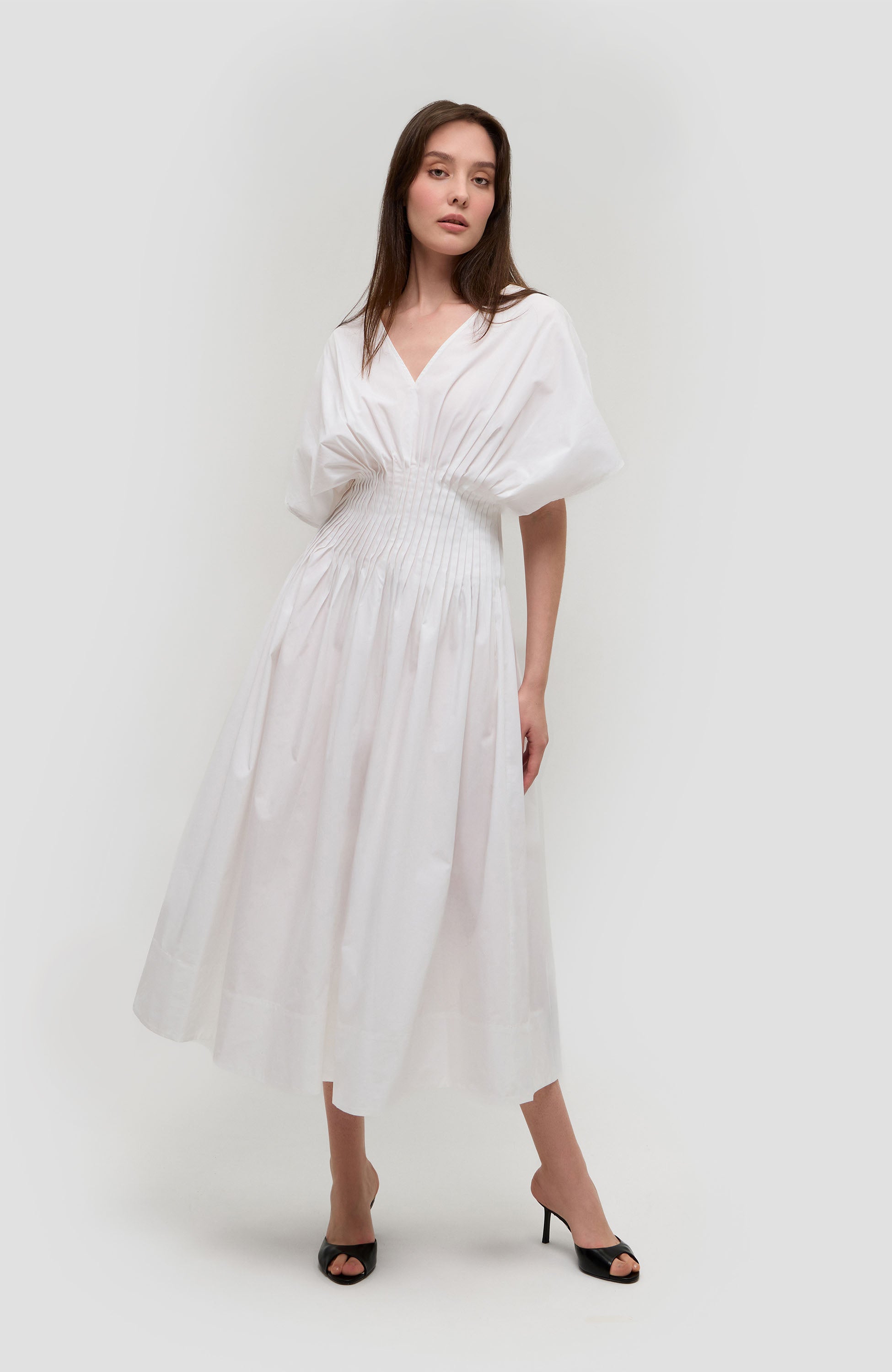 House of Dagmar Poplin V-neck dress - White