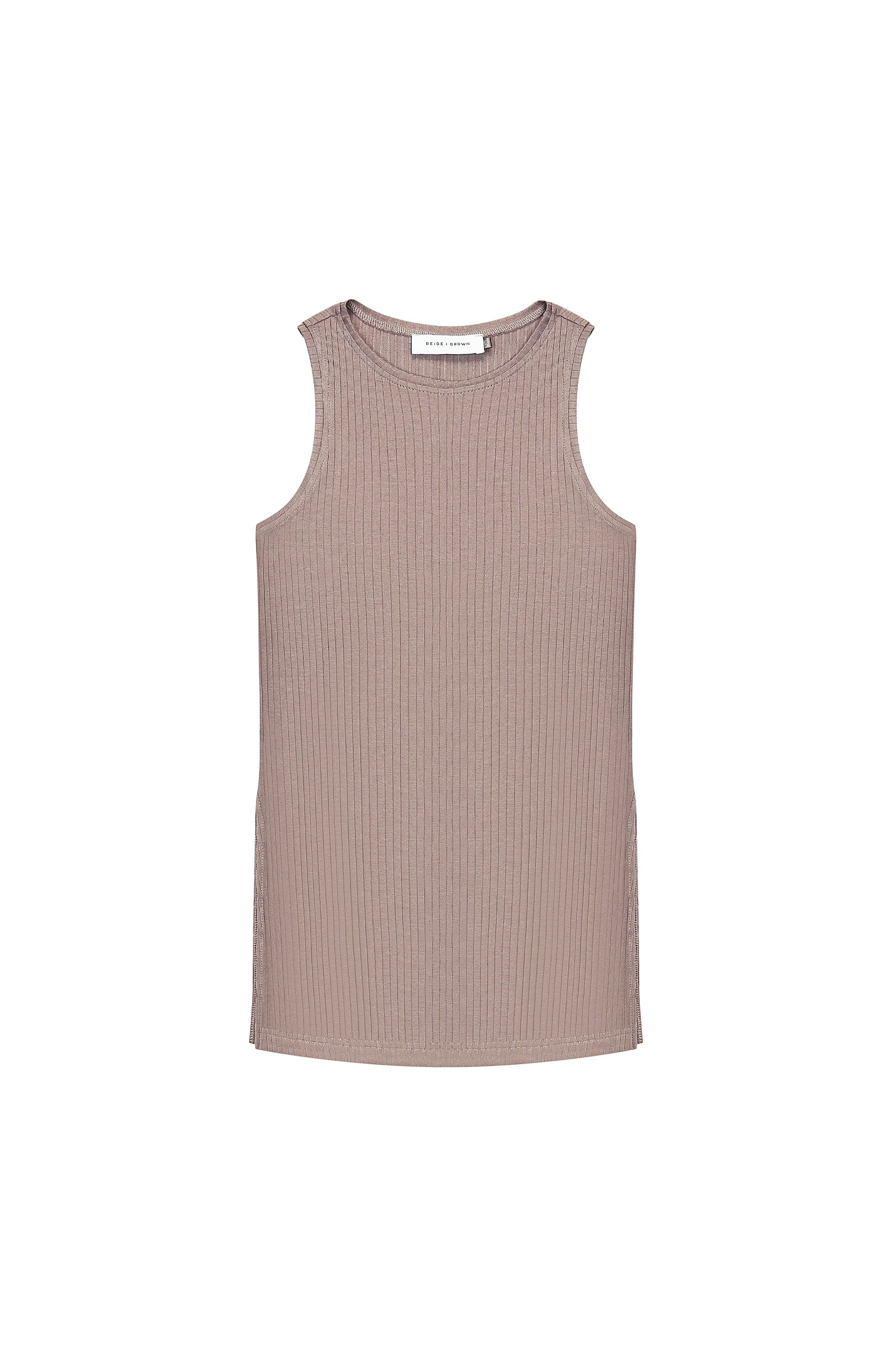 Beige brown Beige Top relaxed z prążkowanym wykończeniem image 7