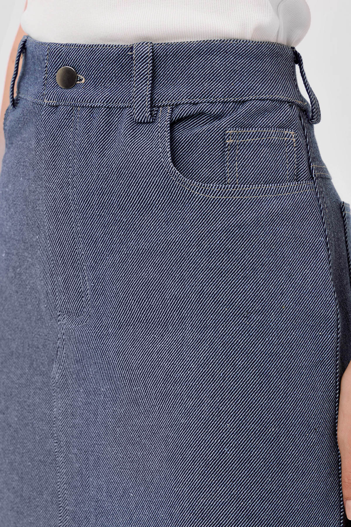 Beige brown Blue Denim asymmetric skirt image 7