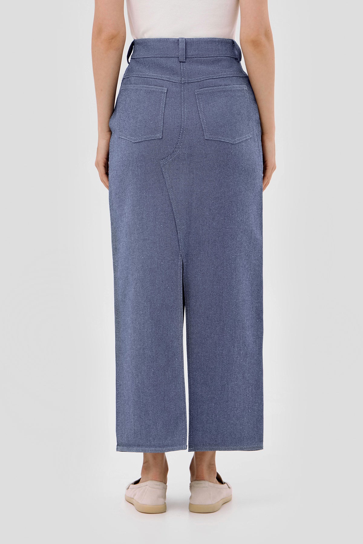Beige brown Blue Denim asymmetric skirt image 4