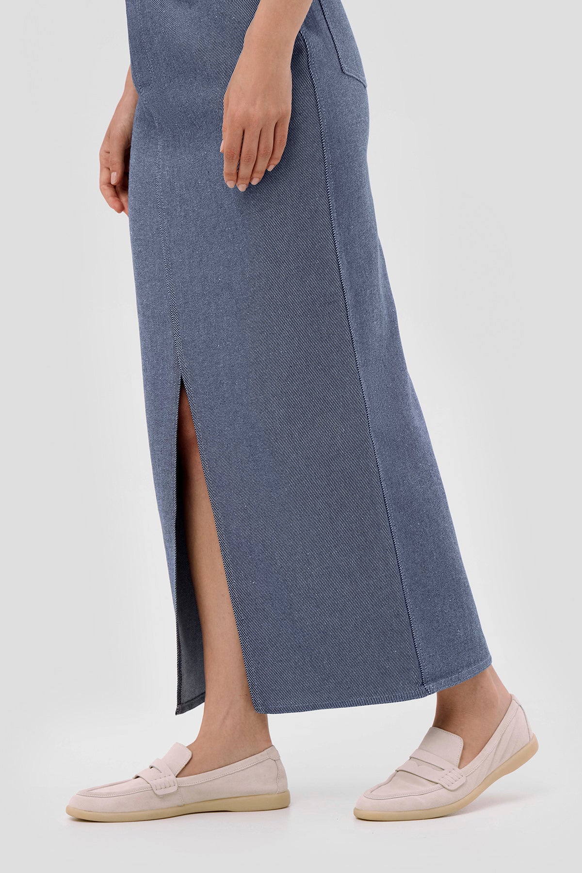 Beige brown Blue Denim asymmetric skirt image 5