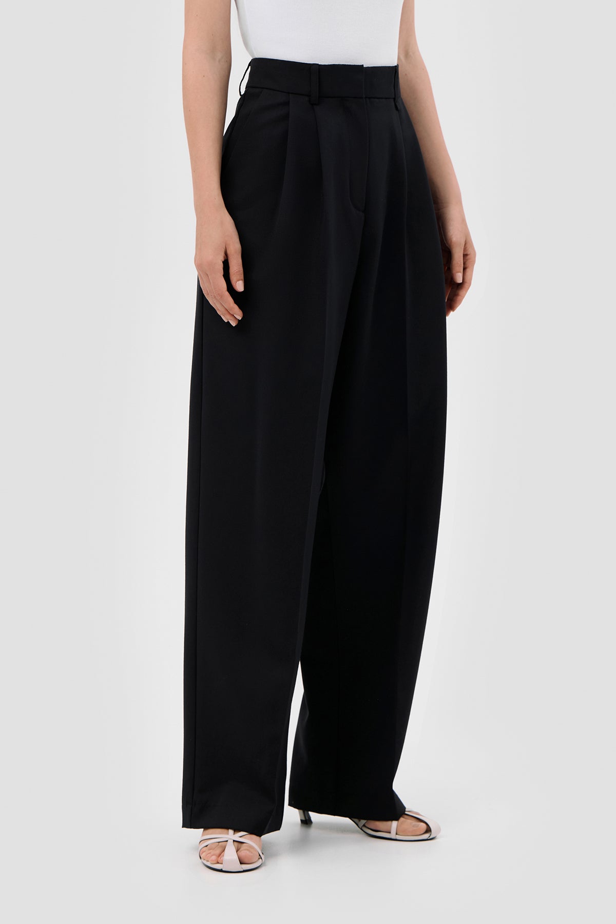 Beige brown Black Wide-leg suit trousers image 3