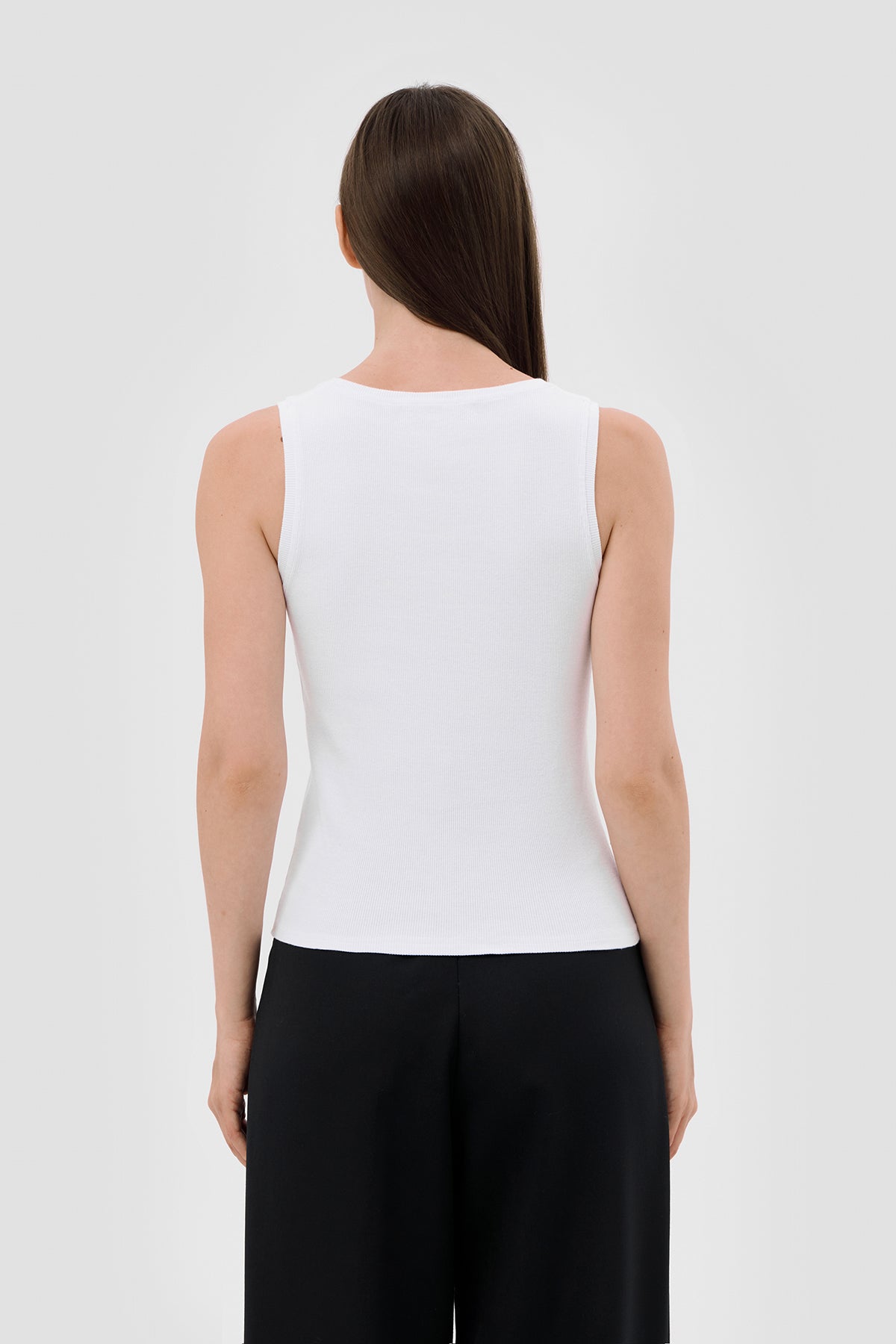 Beige brown White Ribbed tank top image 4