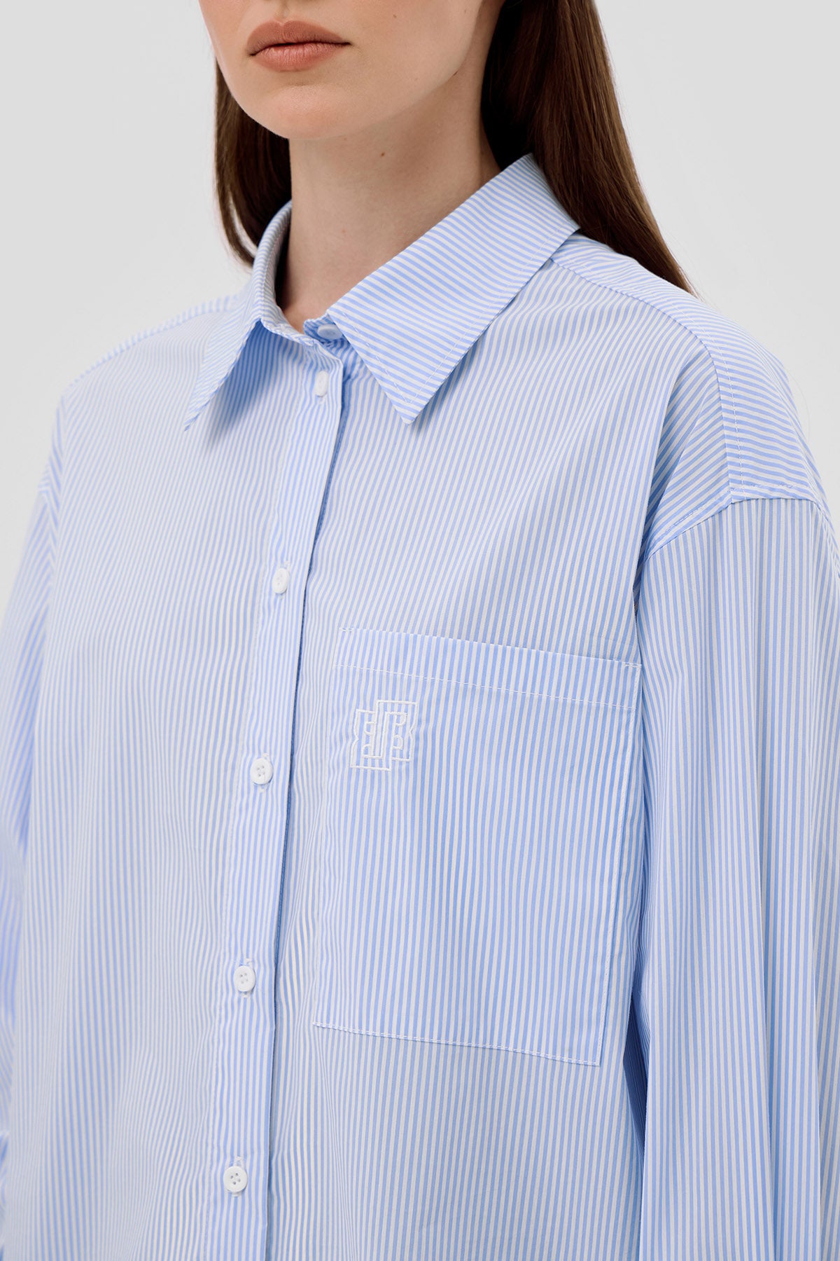 Beige brown Blue Oversized striped shirt image 5