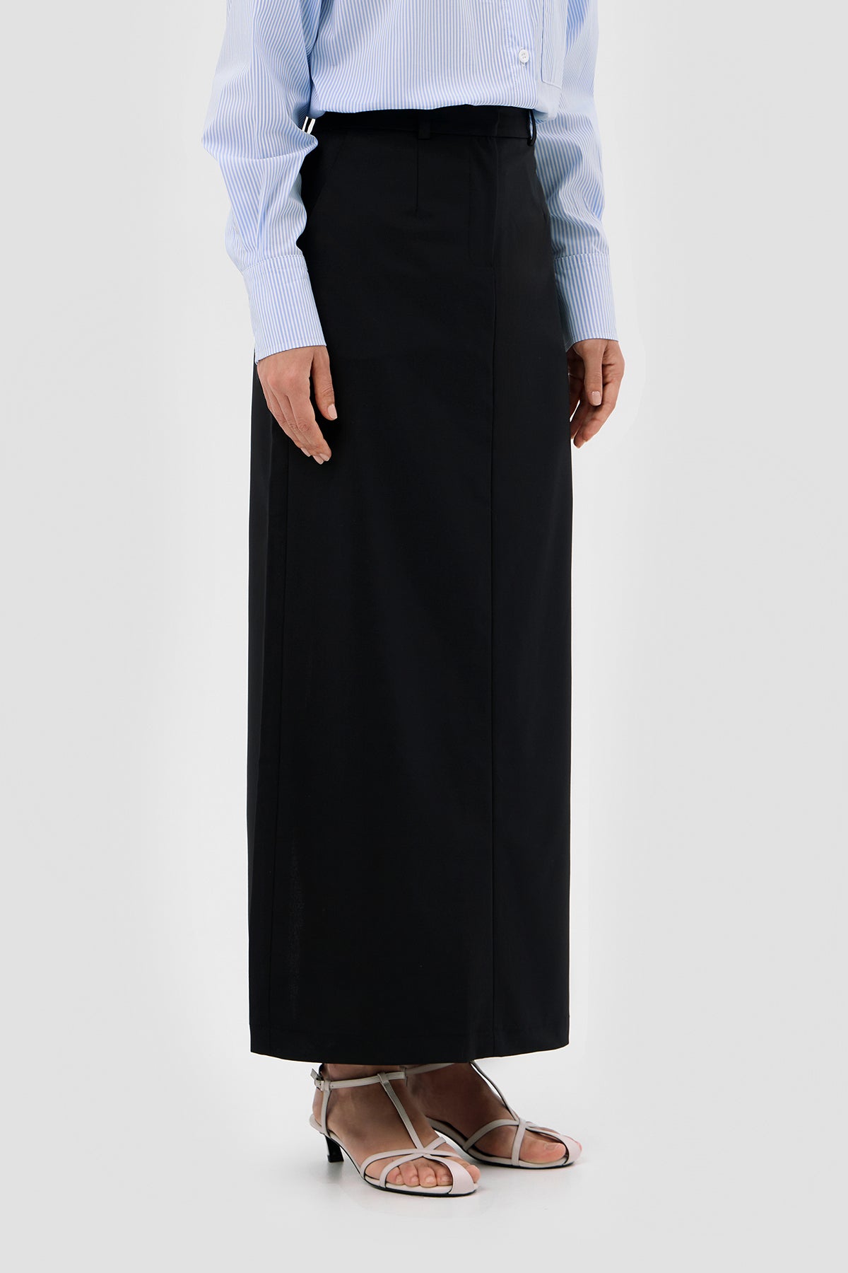 Beige brown Black Tailored maxi skirt image 3