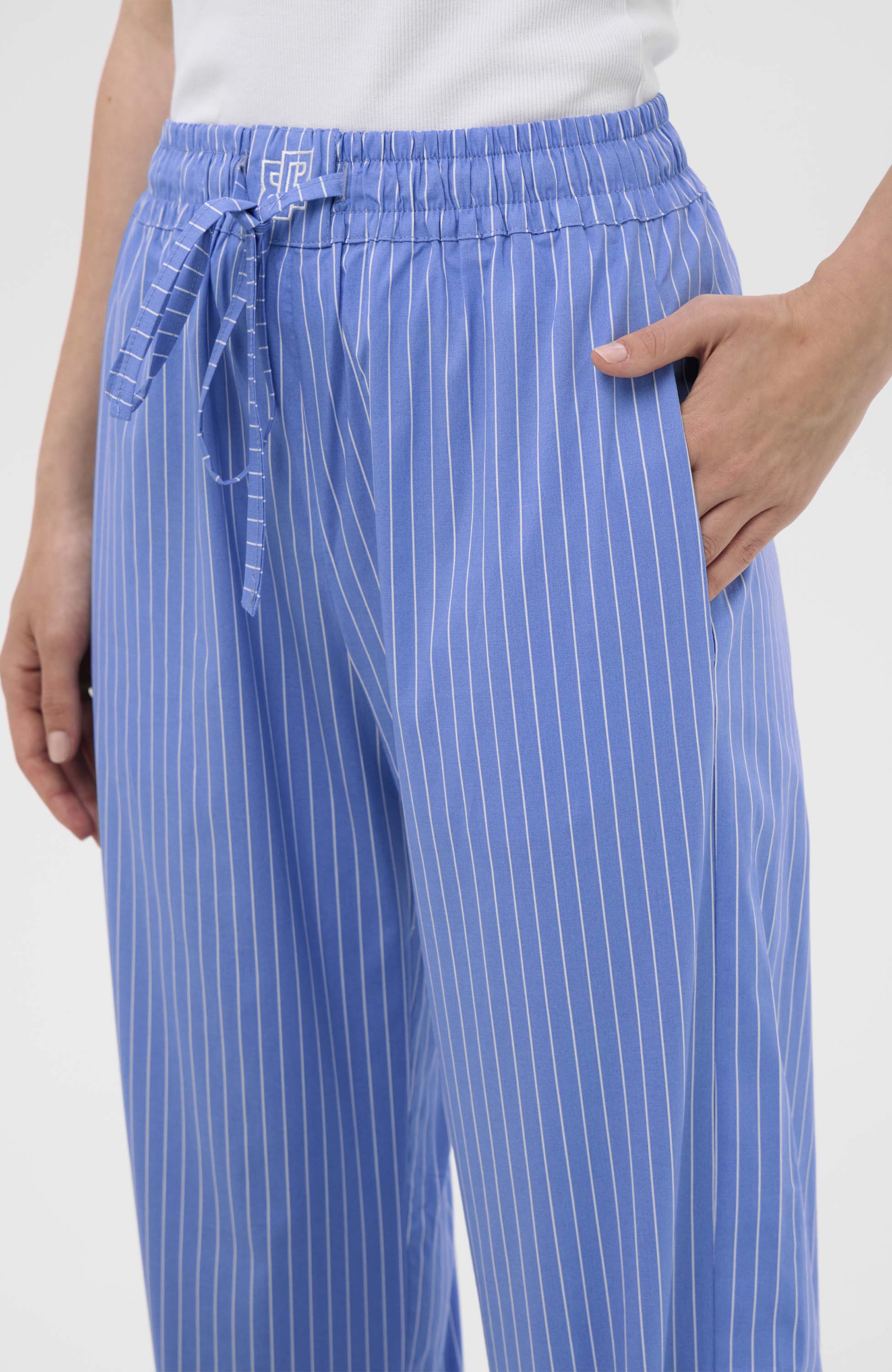 Beige brown Blue Bawełniane spodnie image 6