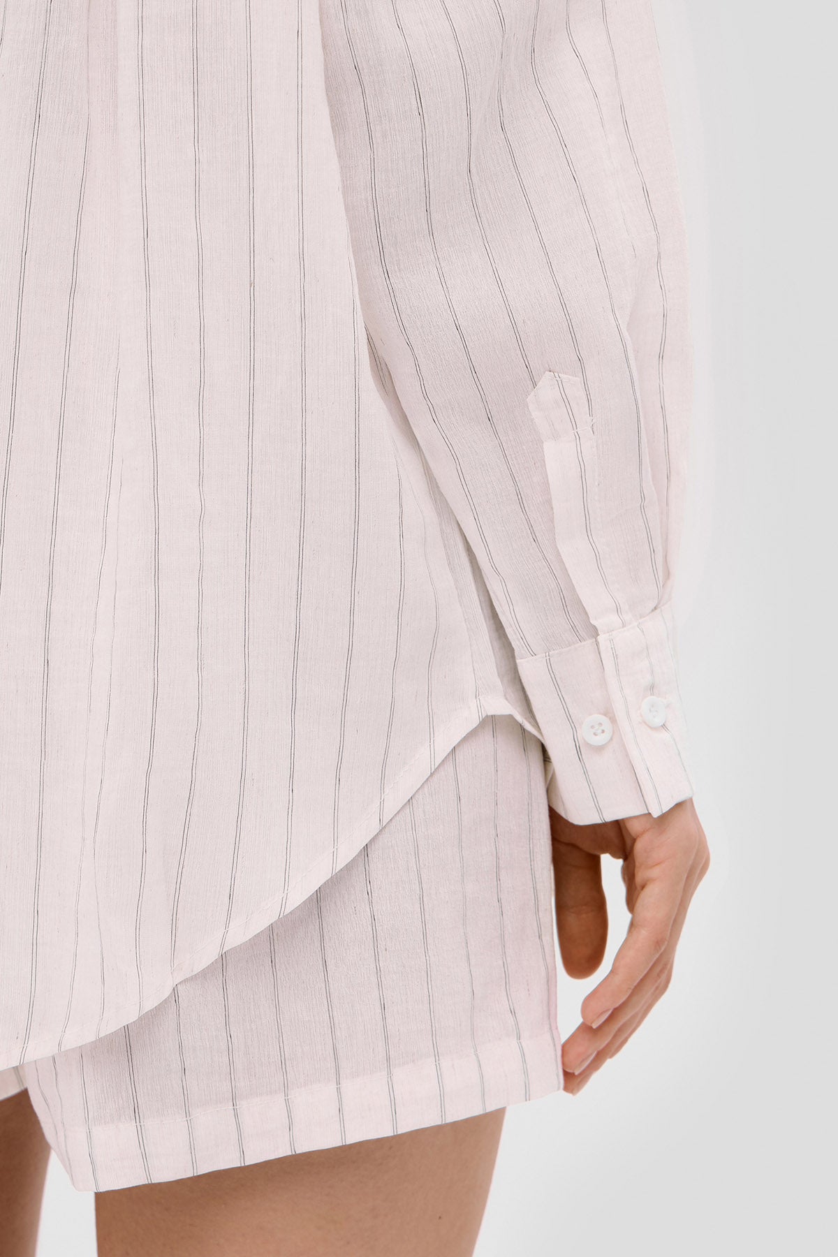 Beige brown Neutral Striped linen shirt image 6