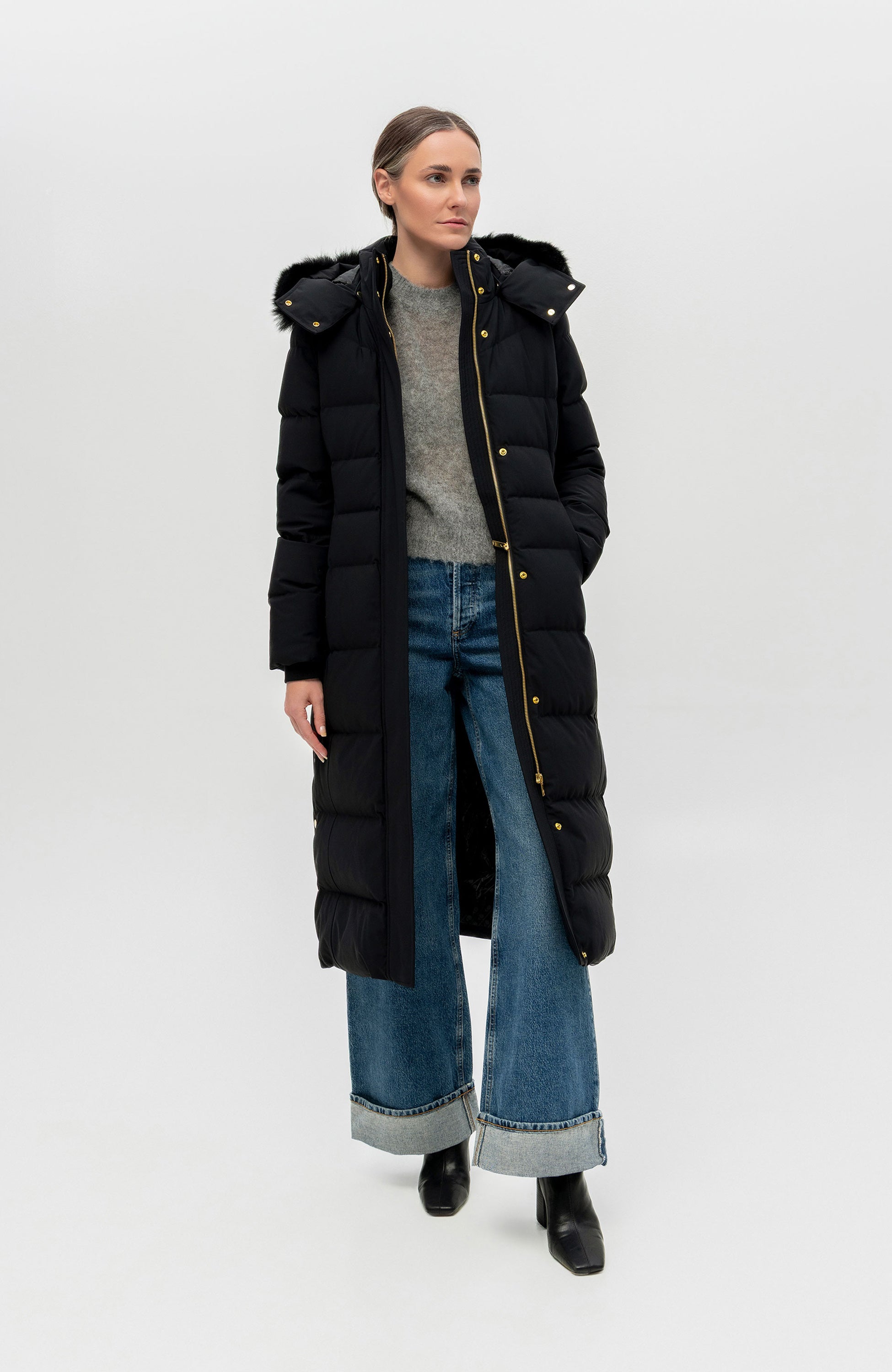 Moose knuckles Black Hooded down parka jocada gold image 7