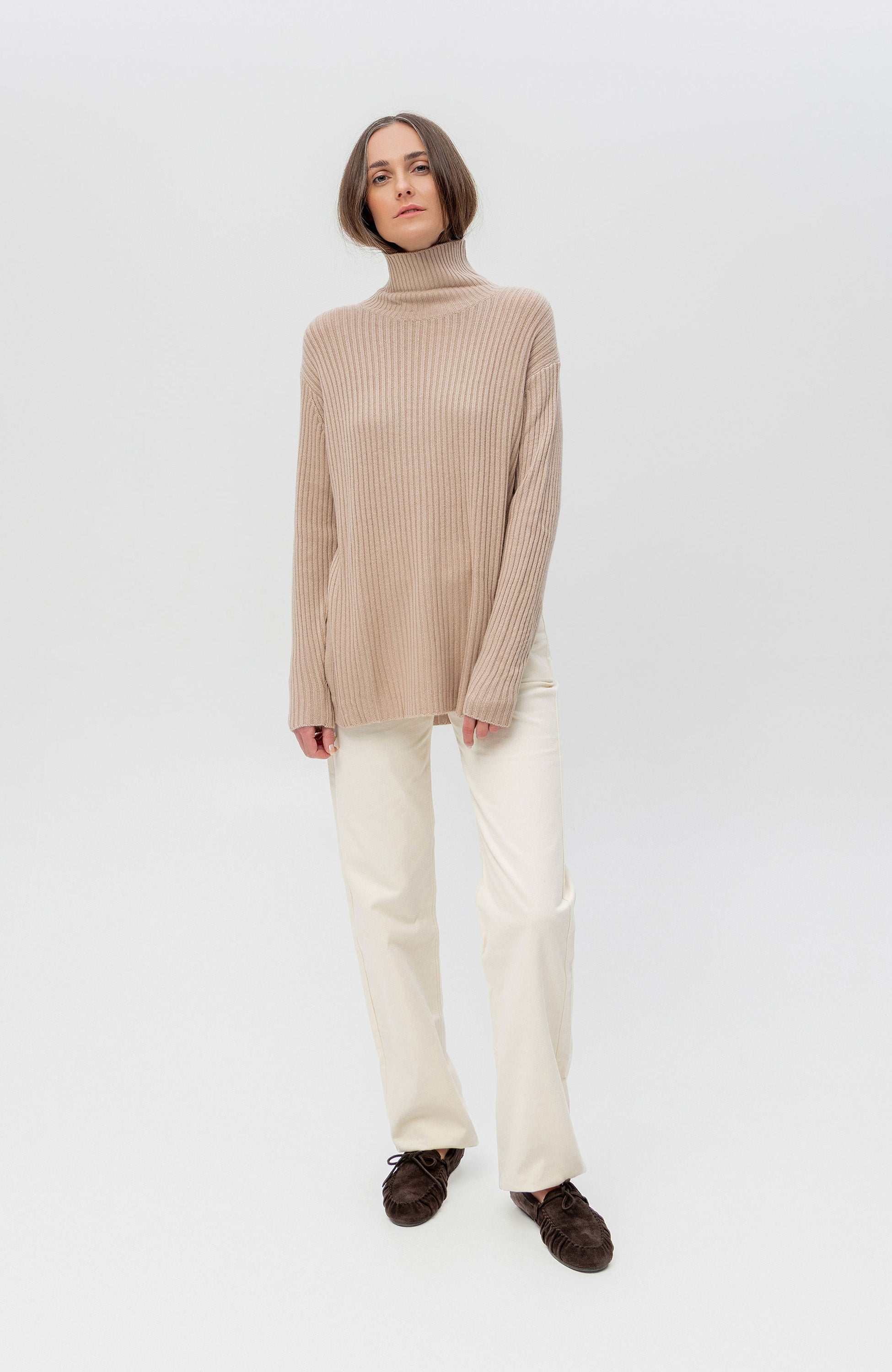 Highneck cashmere-blend pullover