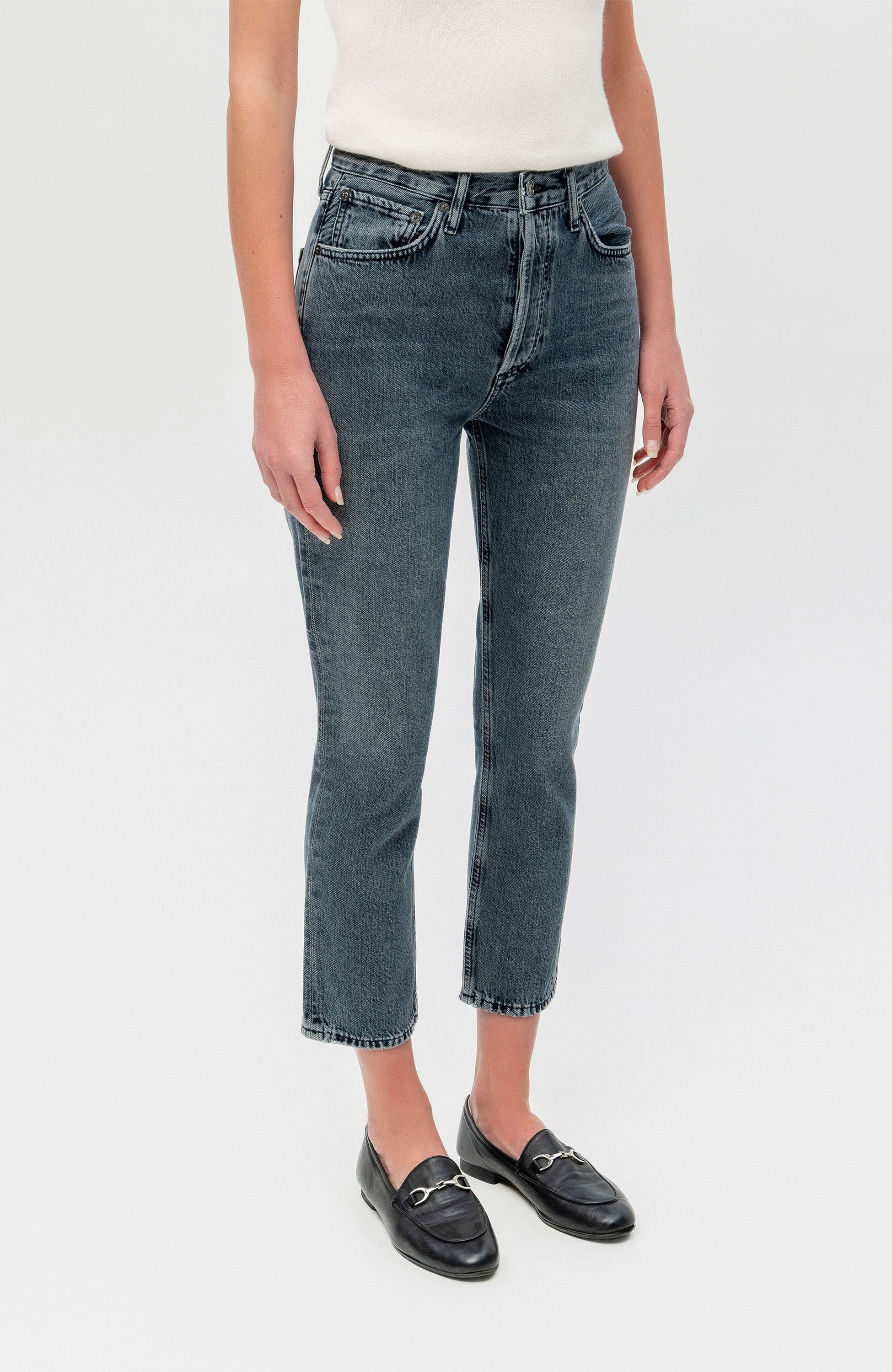 Agolde Grey Straight cropped jeans riley image 3