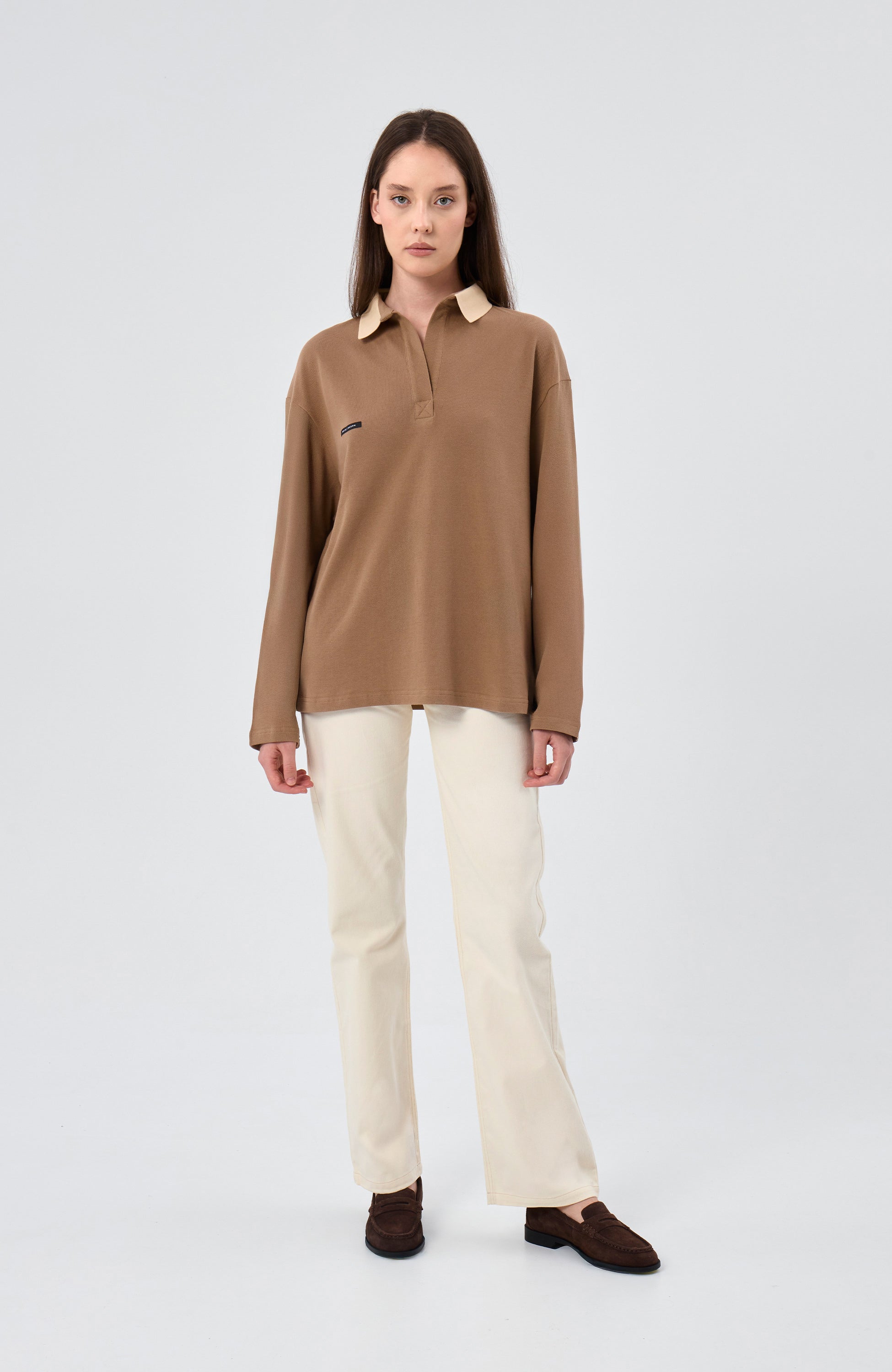 Beige brown Beige Longsleeve polo image 7
