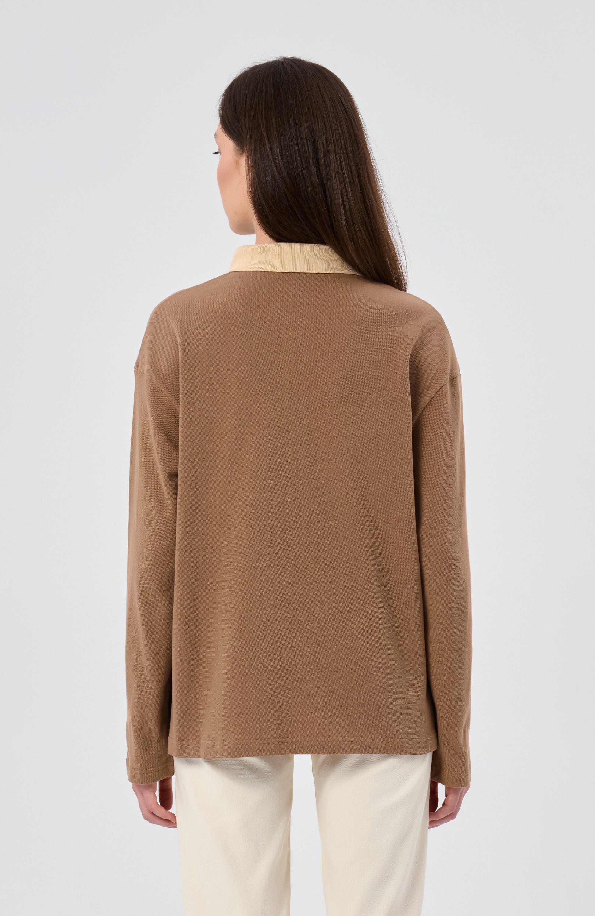 Beige brown Beige Longsleeve polo image 3
