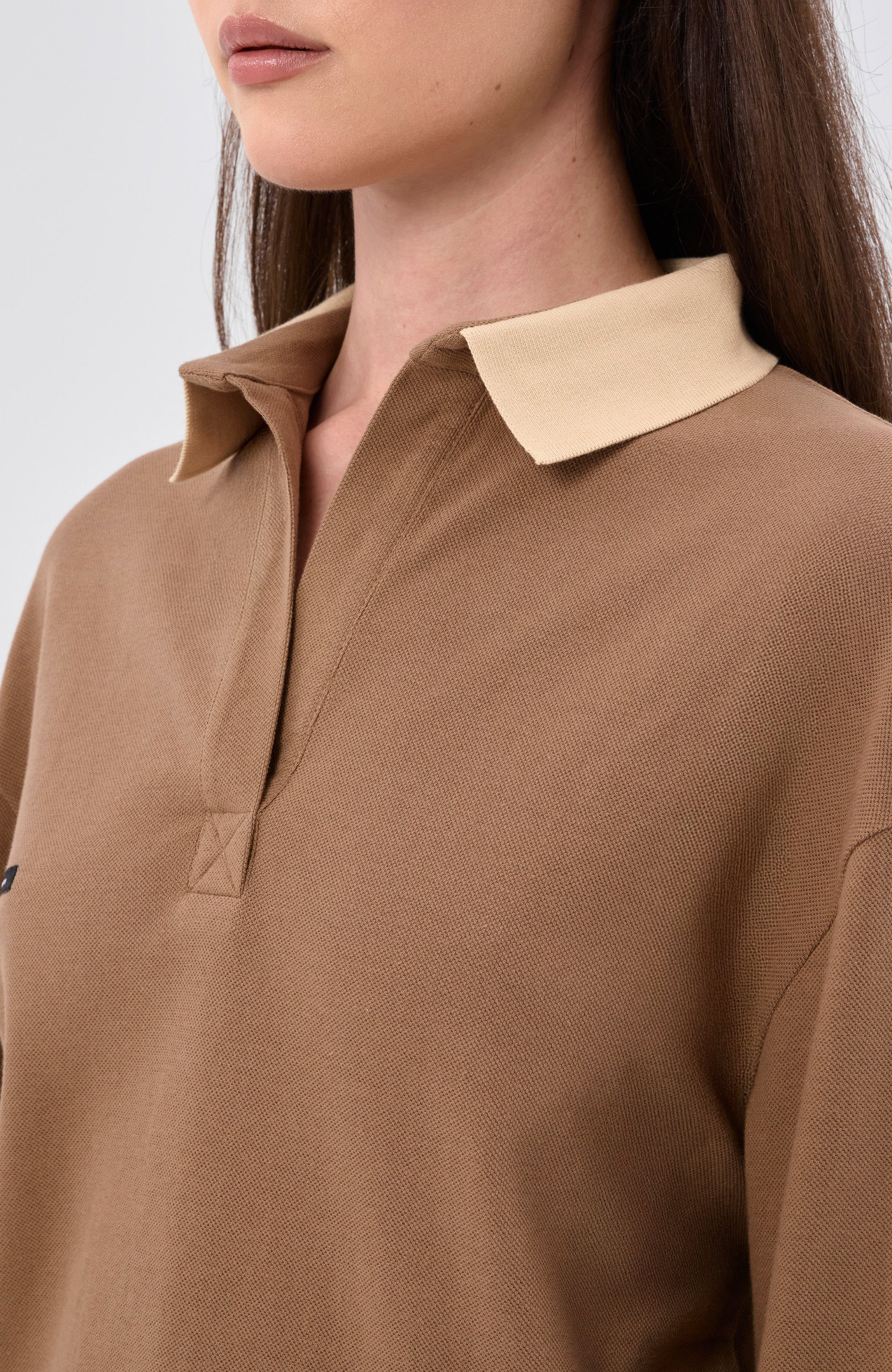Beige brown Beige Longsleeve polo image 6
