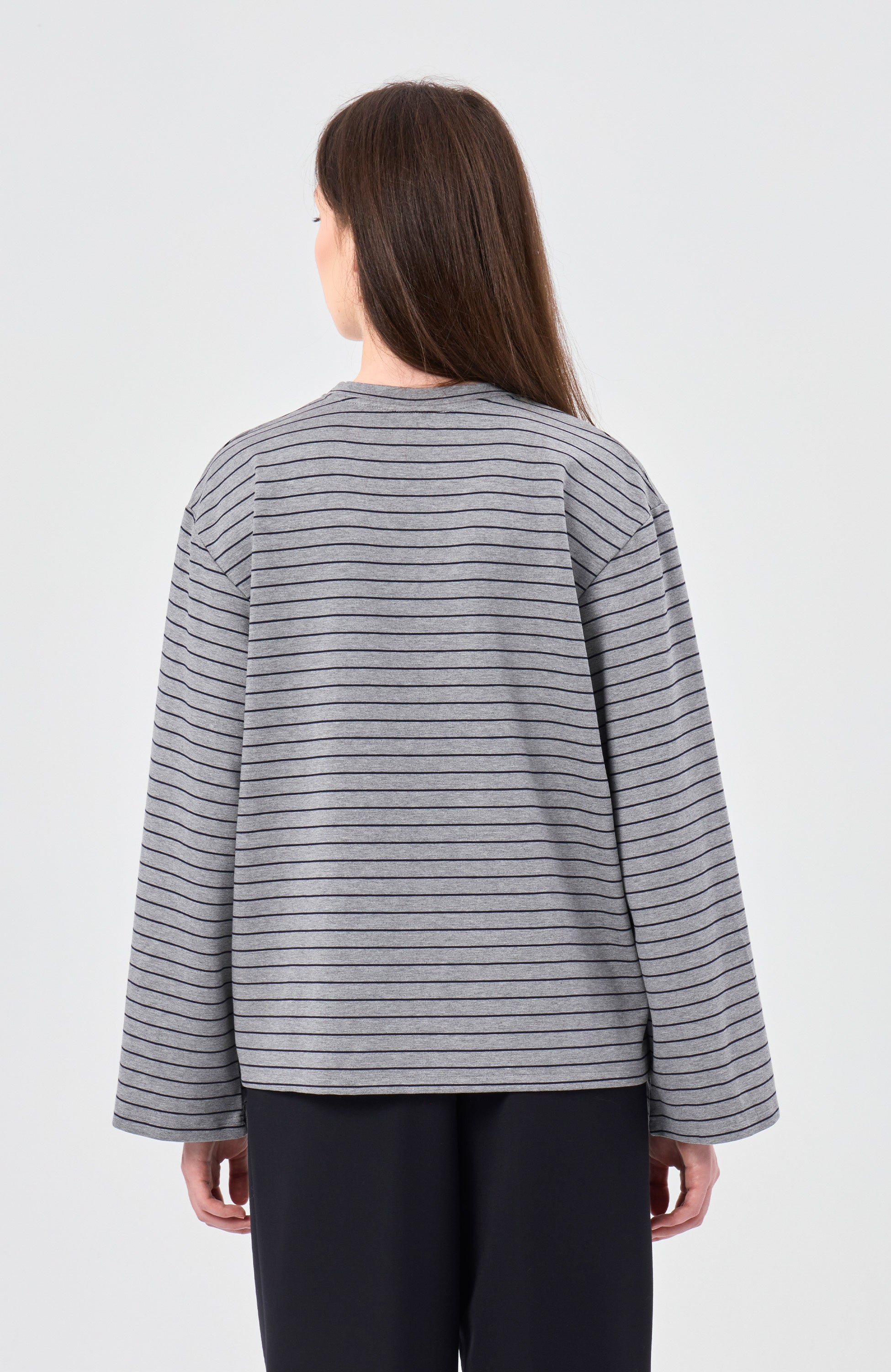 Beige brown Grey Longsleeve w paski image 4
