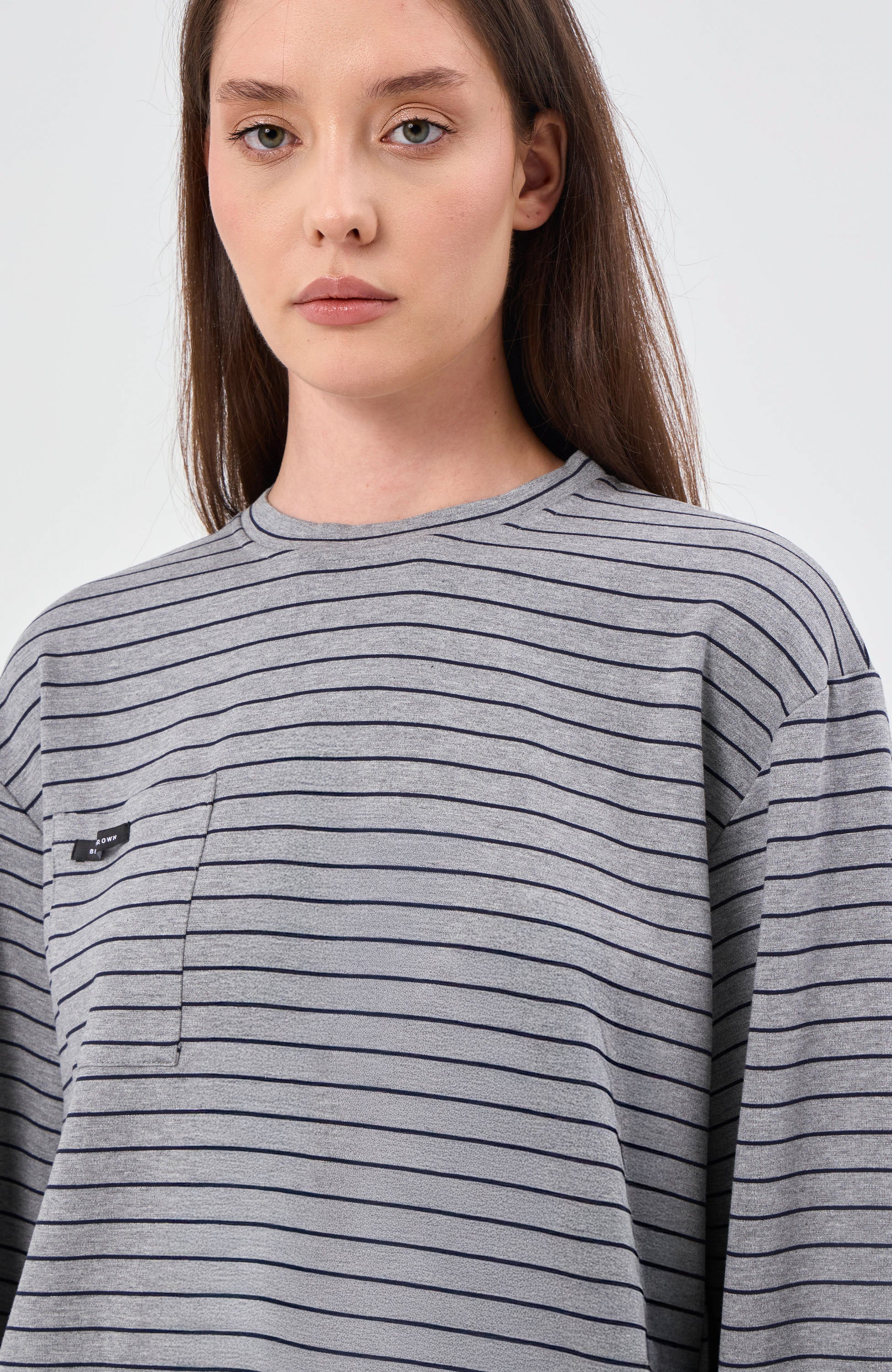 Beige brown Grey Longsleeve w paski image 5