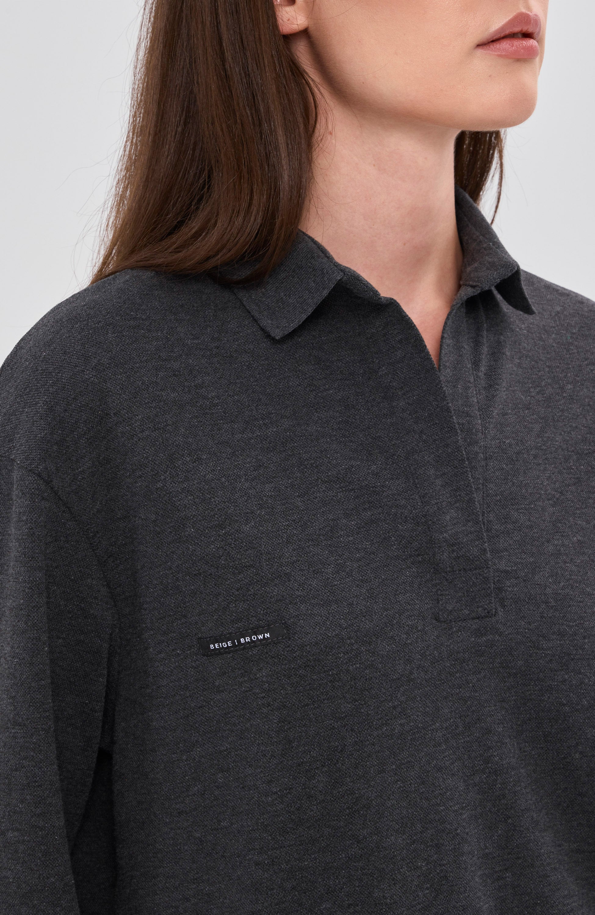 Beige brown Grey Longsleeve polo image 5
