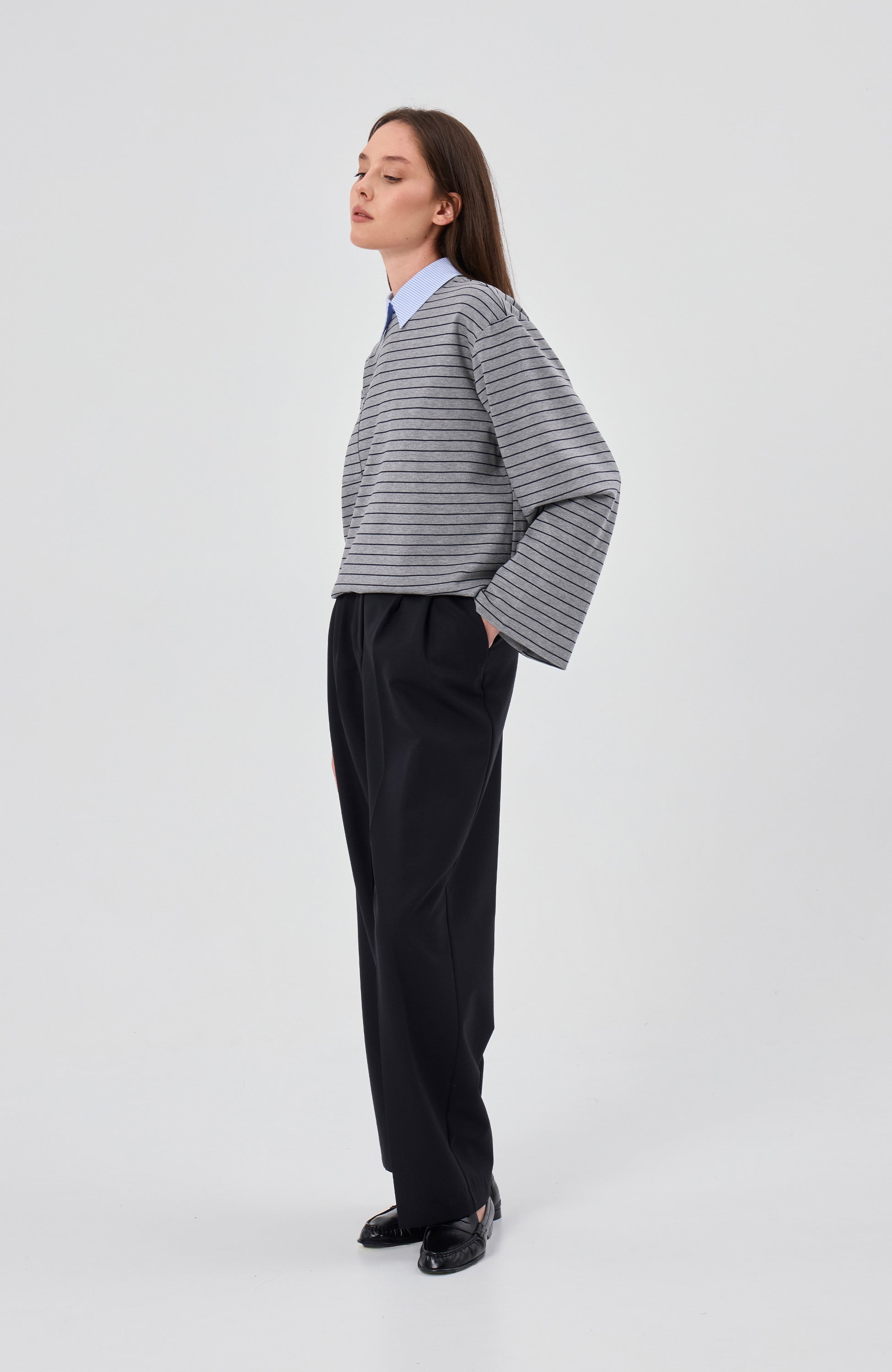 Beige brown Grey Longsleeve w paski image 6