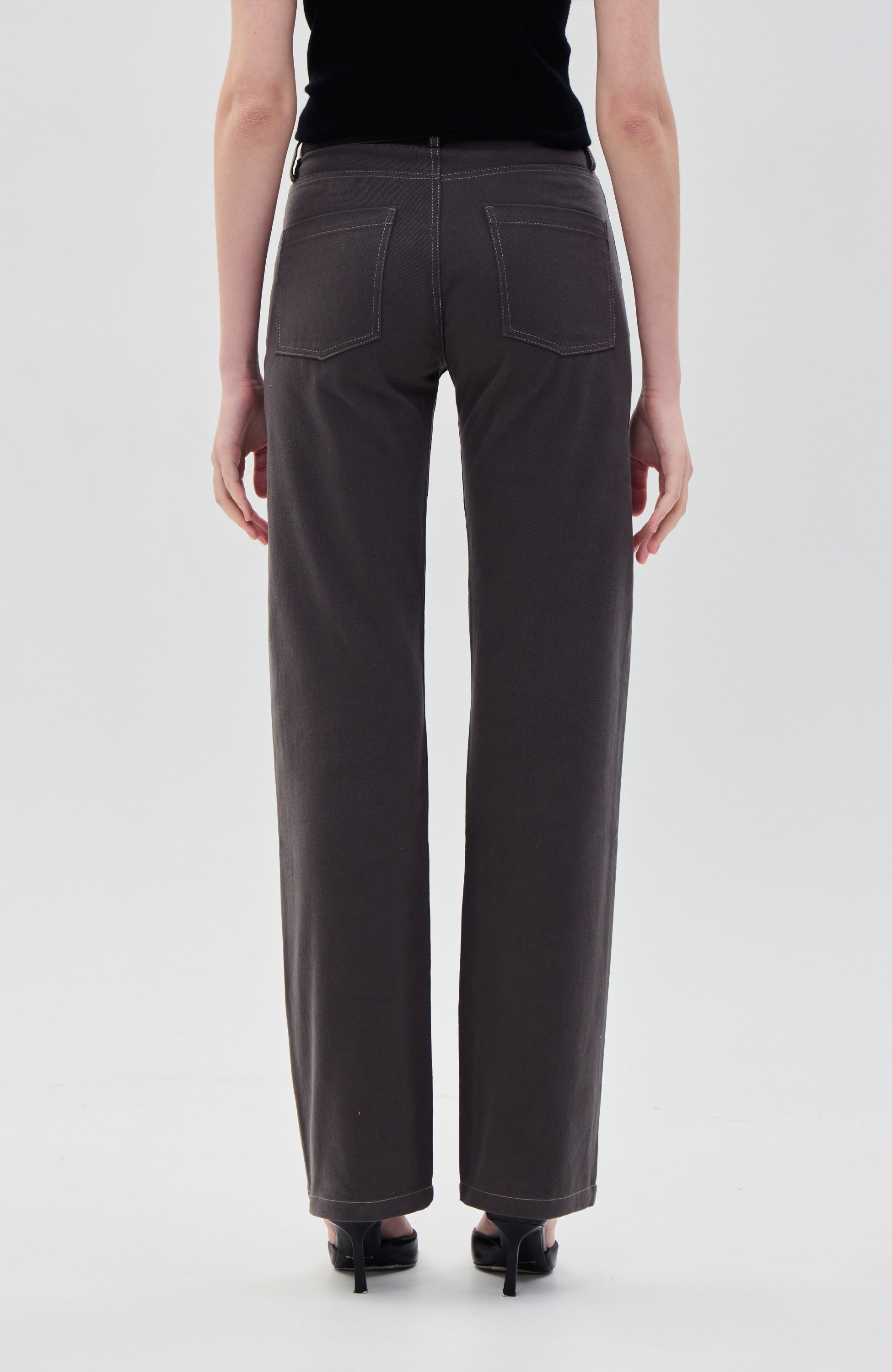 Beige brown Grey Stovepipe midrise jeans image 5