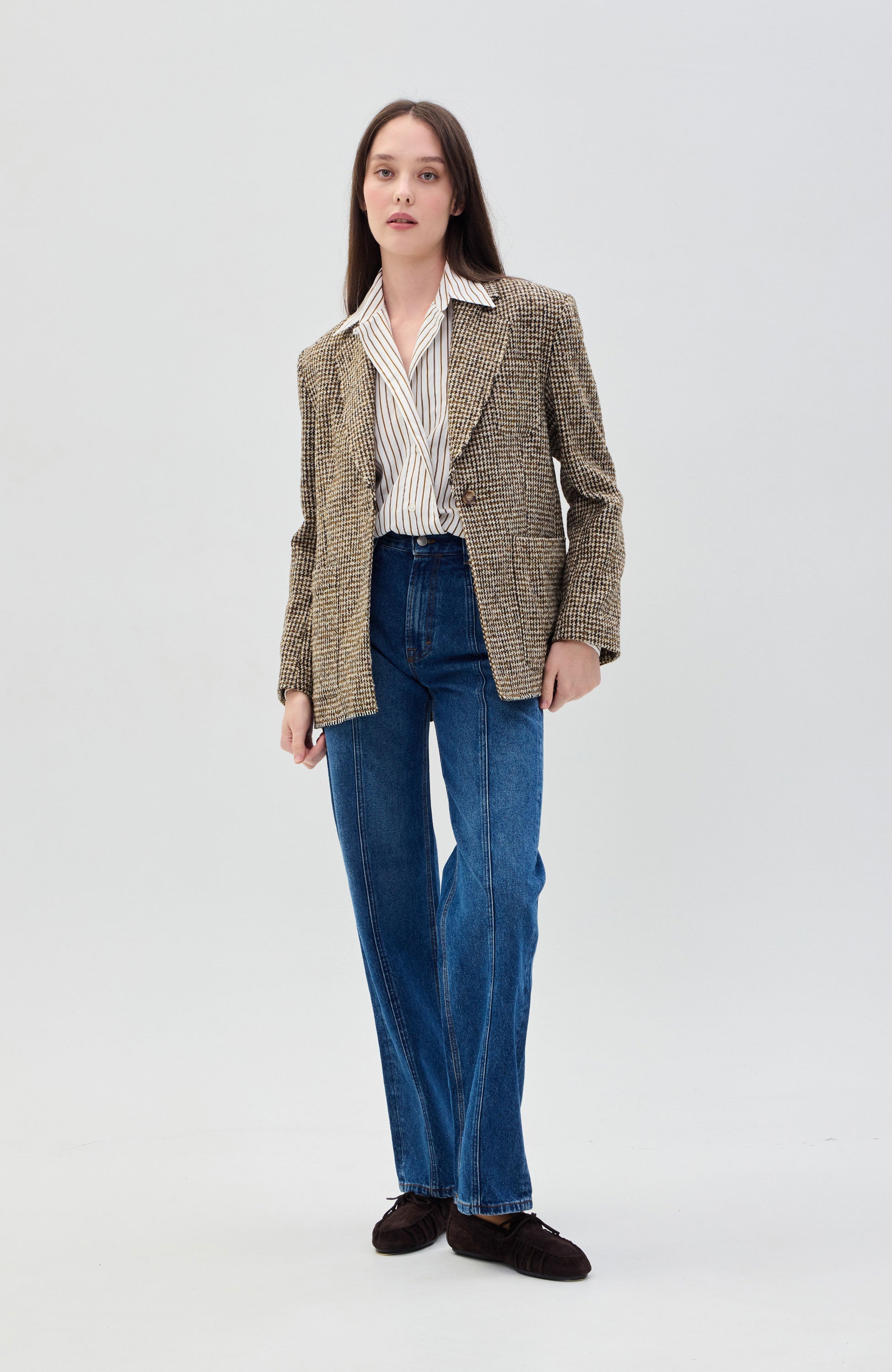 House of dagmar Brown Houndstooth blazer image 7