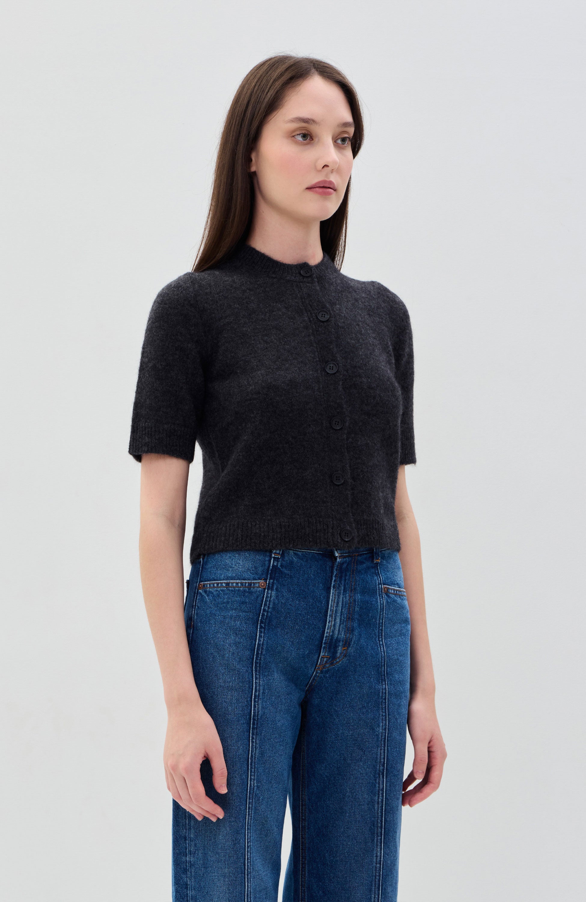 House of dagmar Grey Brushed cardigan top image 3